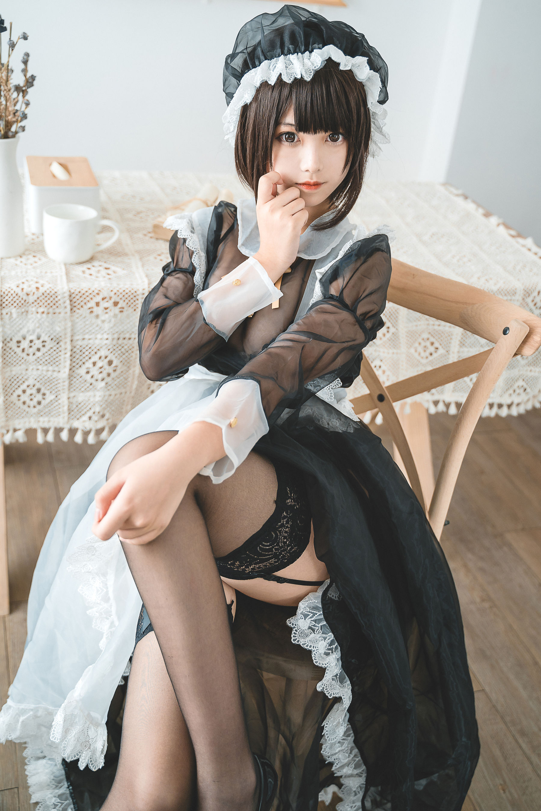 萌系小姐姐蜜汁猫裘 透明女仆 Cosplay-第1张