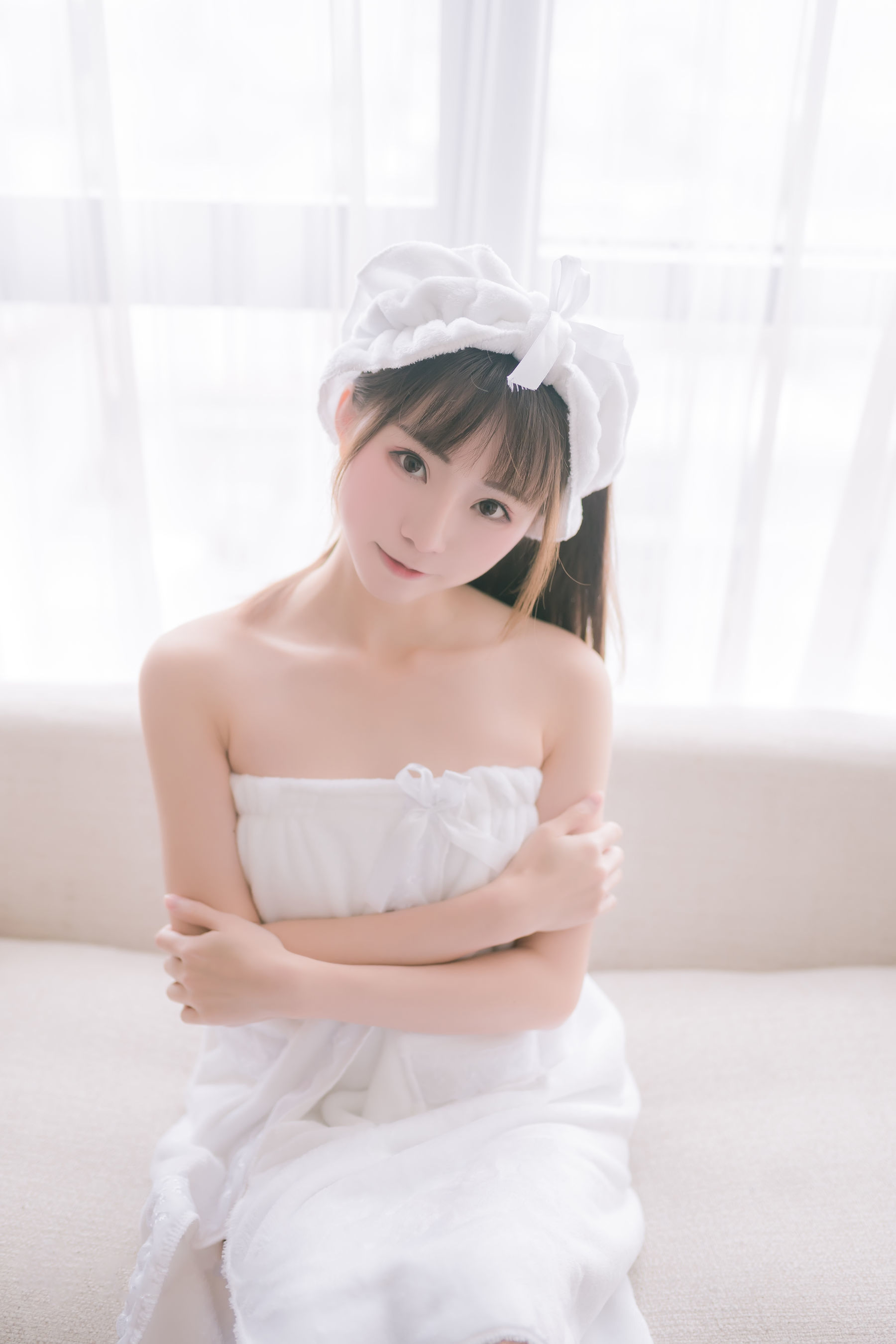 动漫博主Kitaro_绮太郎 – 纯白浴巾 Cosplay-第5张