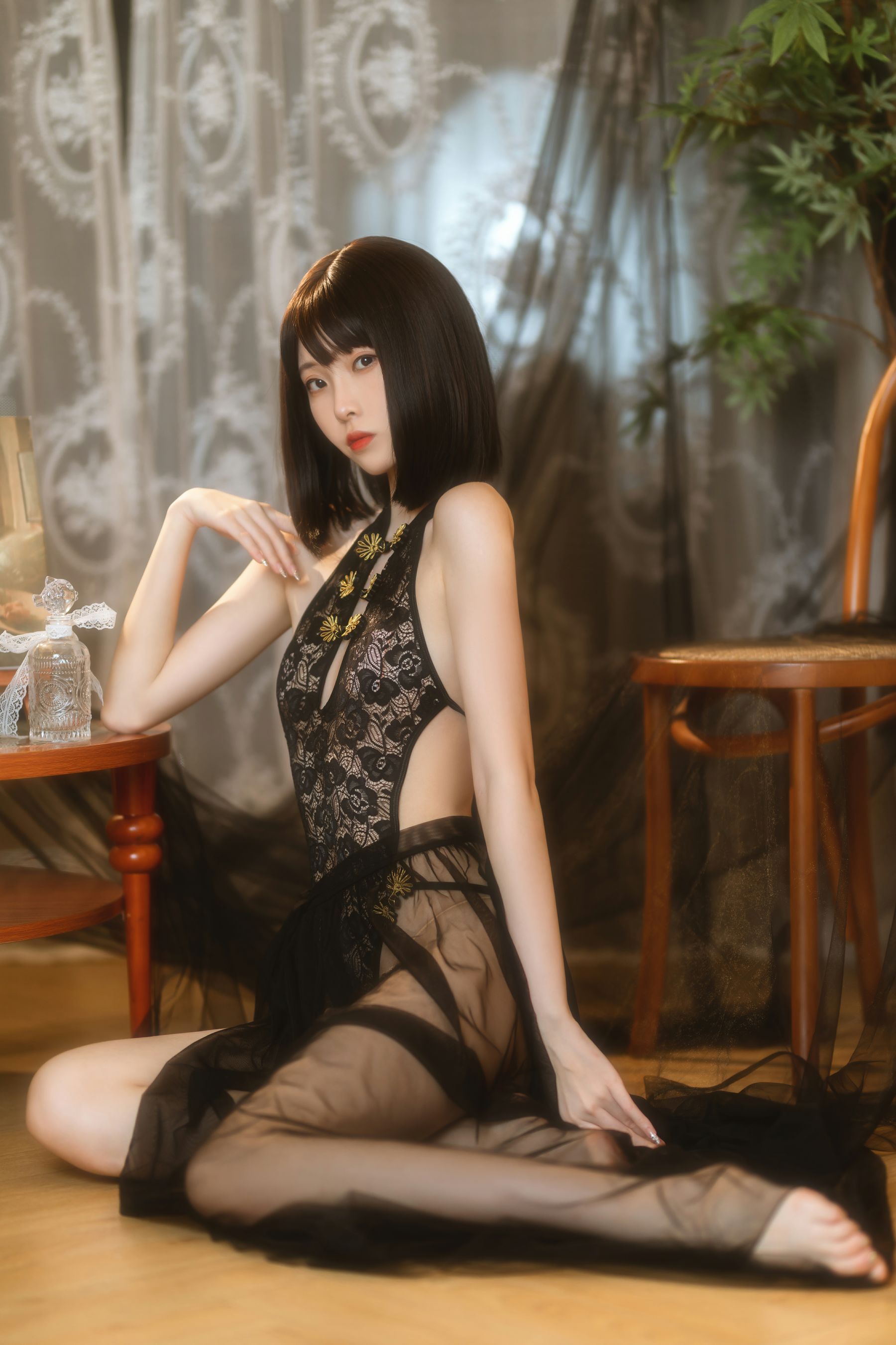 许岚(叁月life) – 纯欲黑纱 Cosplay-第16张