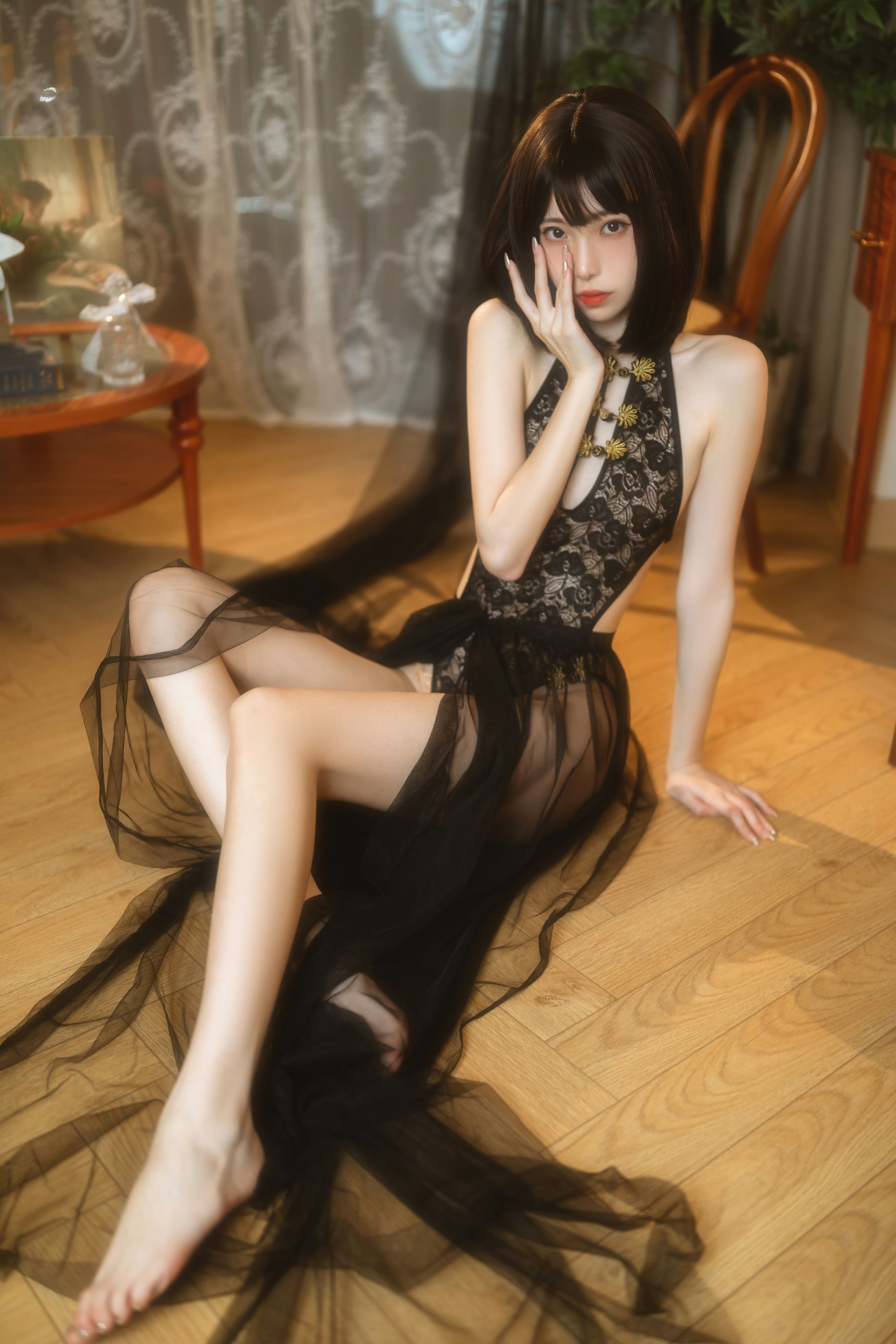 许岚(叁月life) – 纯欲黑纱 Cosplay-第25张