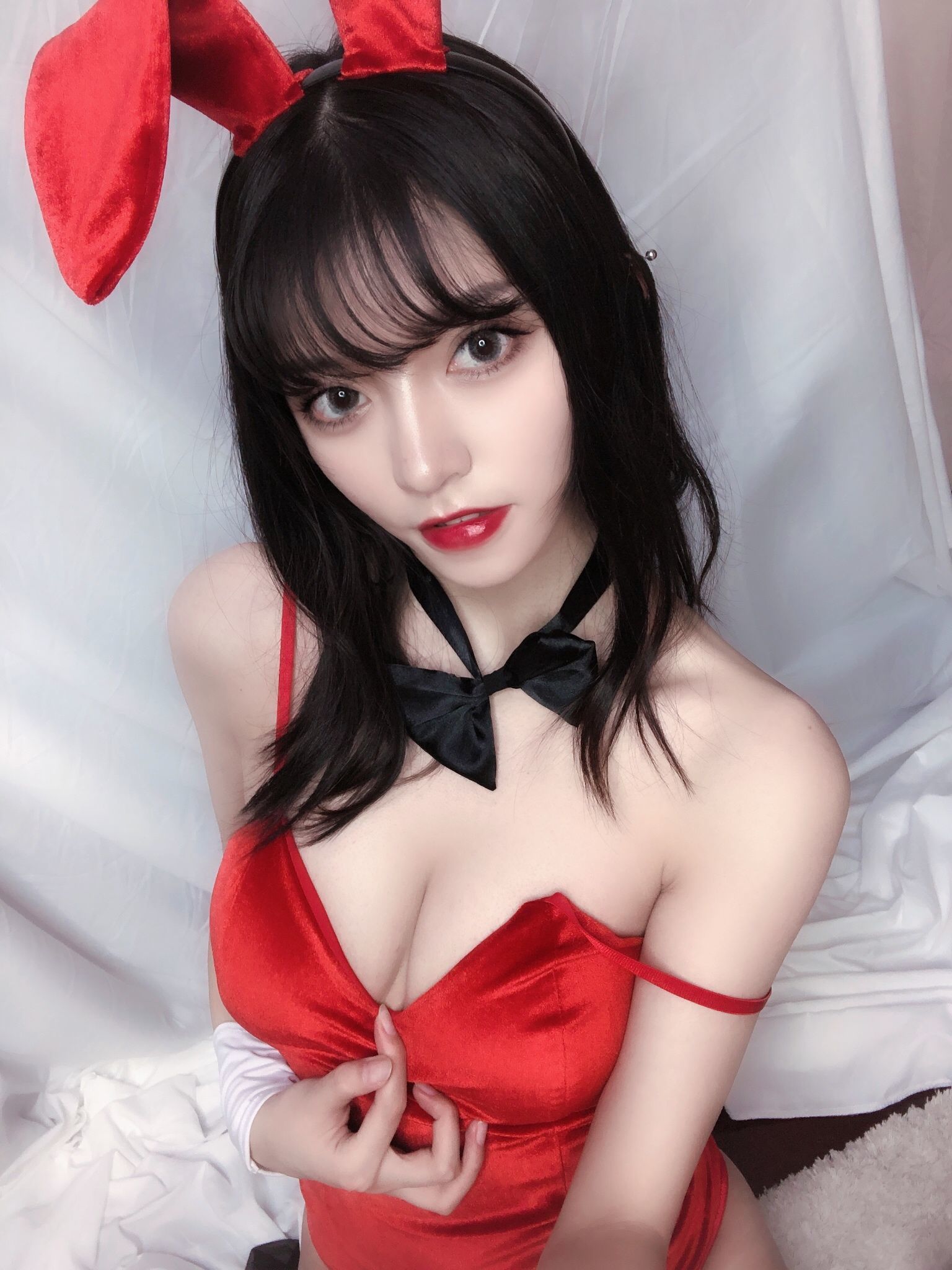 銘銘Kizami 红丝绒兔女郎 Cosplay-第63张