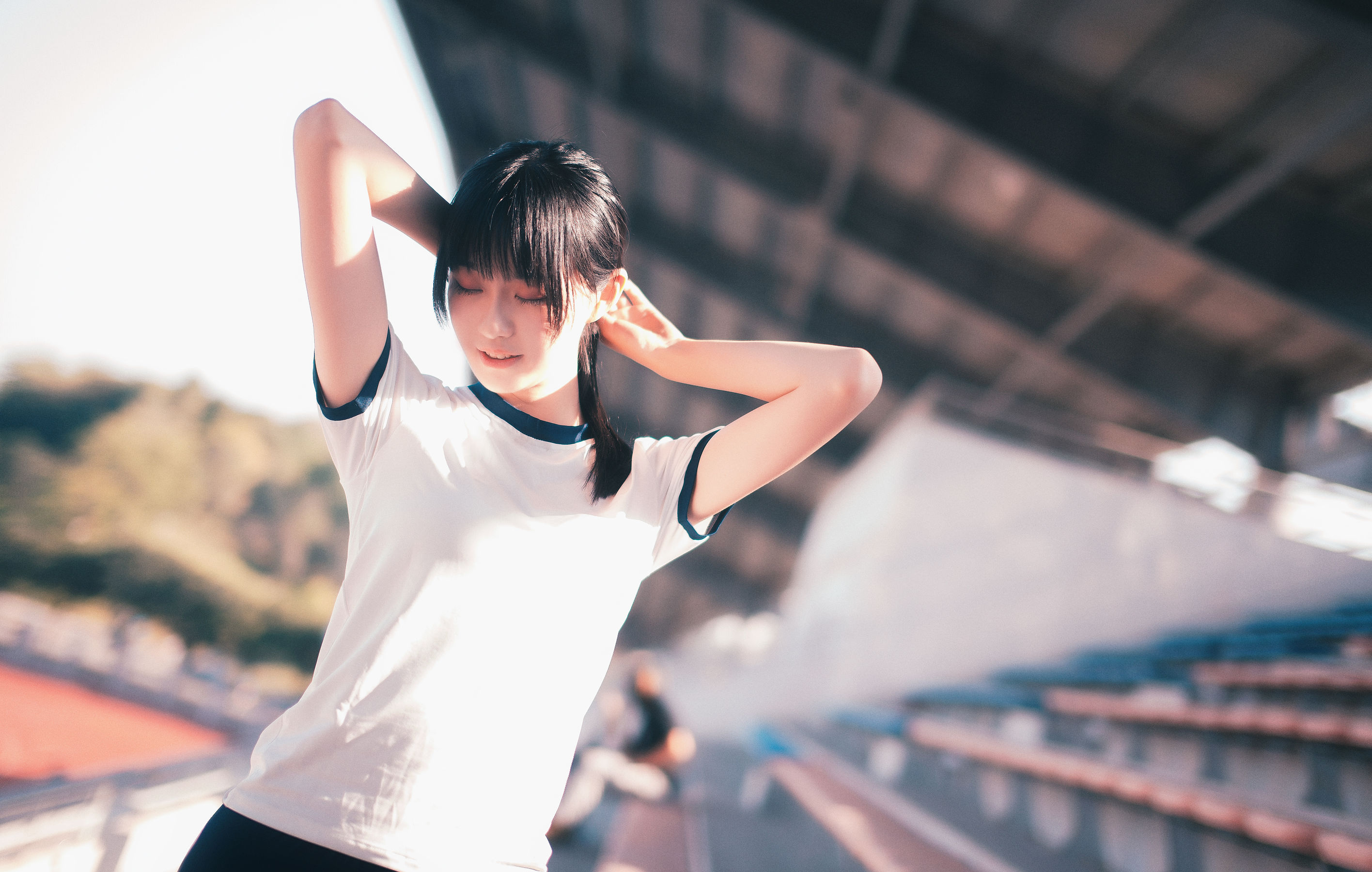 COS萌妹沧霁桔梗 – 黑丝体操服 Cosplay-第34张