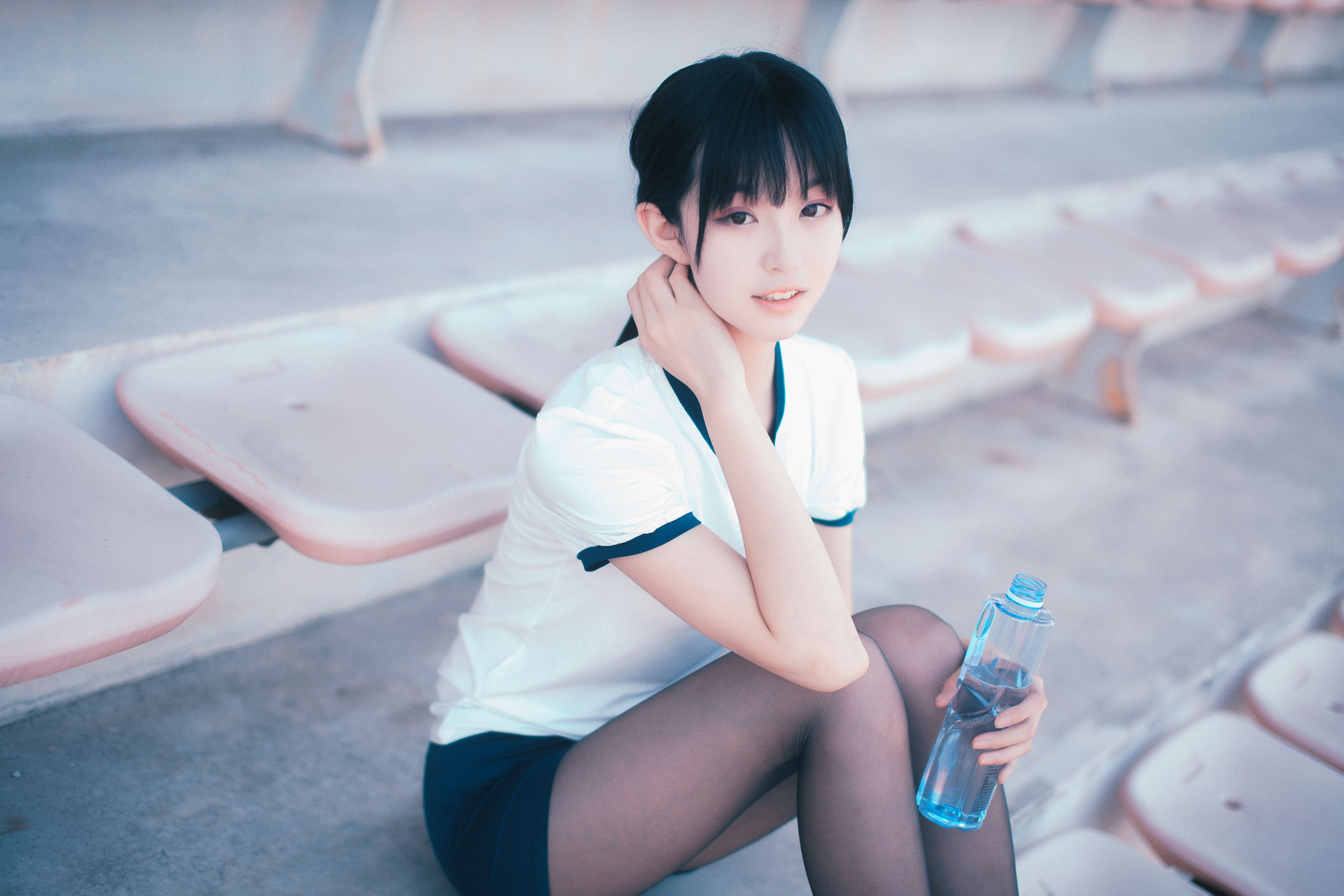 COS萌妹沧霁桔梗 – 黑丝体操服 Cosplay-第23张