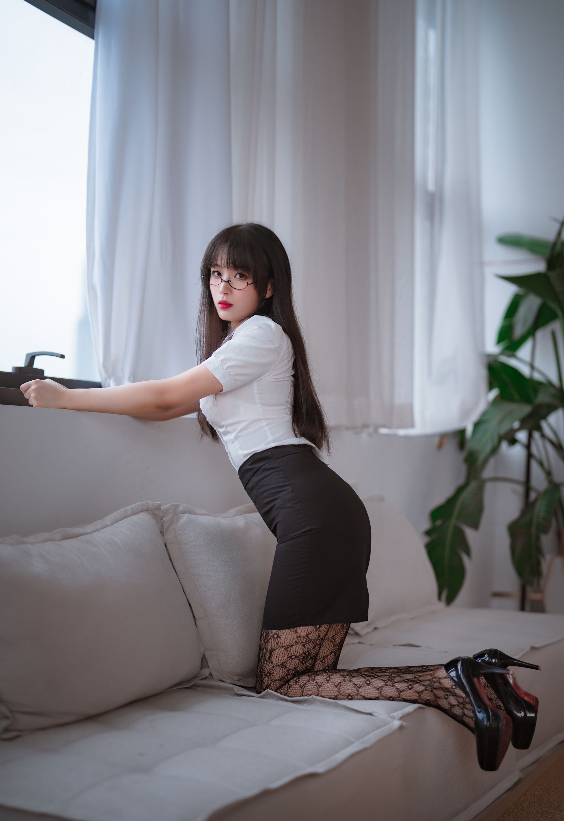 轩萧学姐 – 提花裤袜 Cosplay-第5张