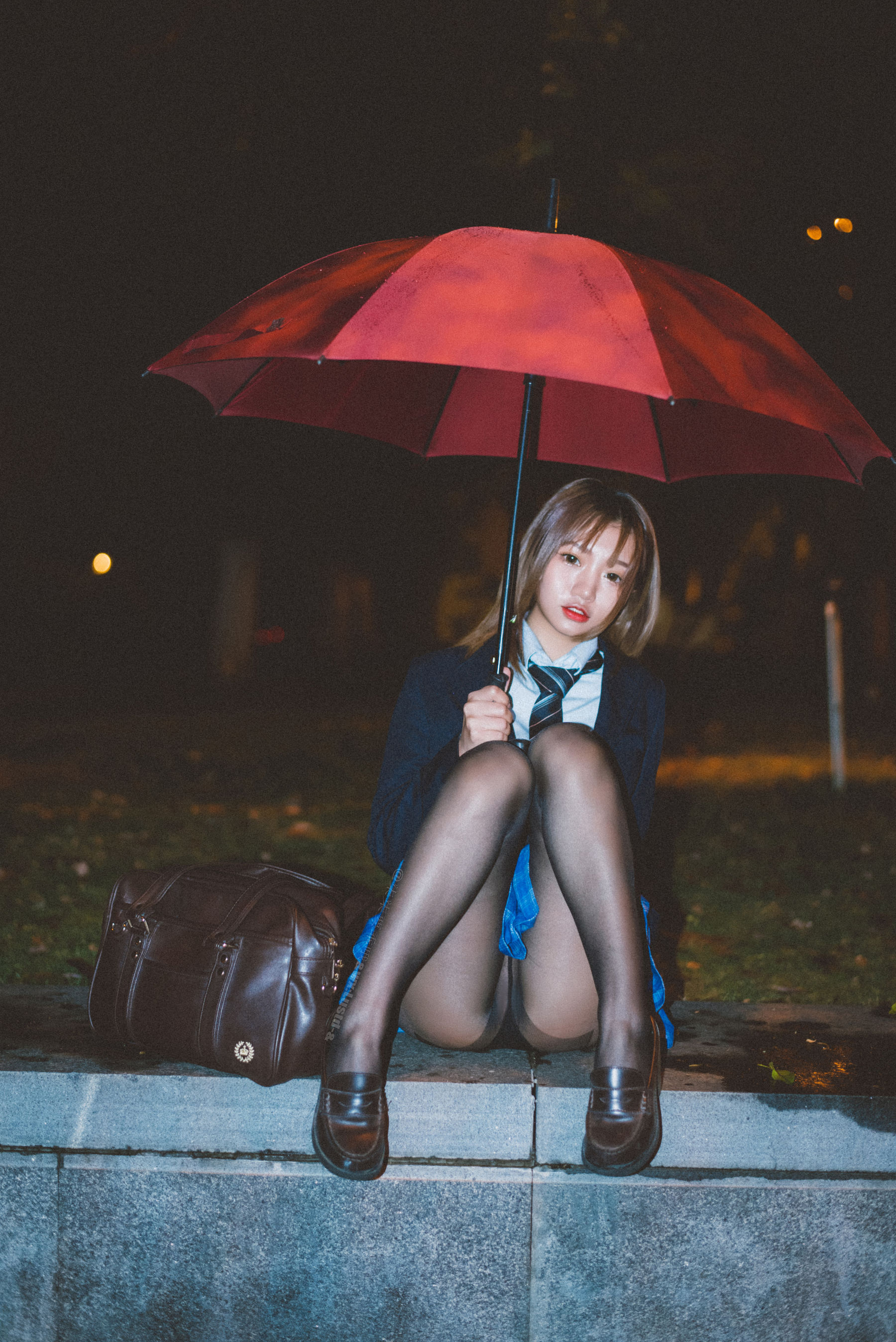 动漫博主柒柒要乖哦 – 深夜公园JK Cosplay-第19张