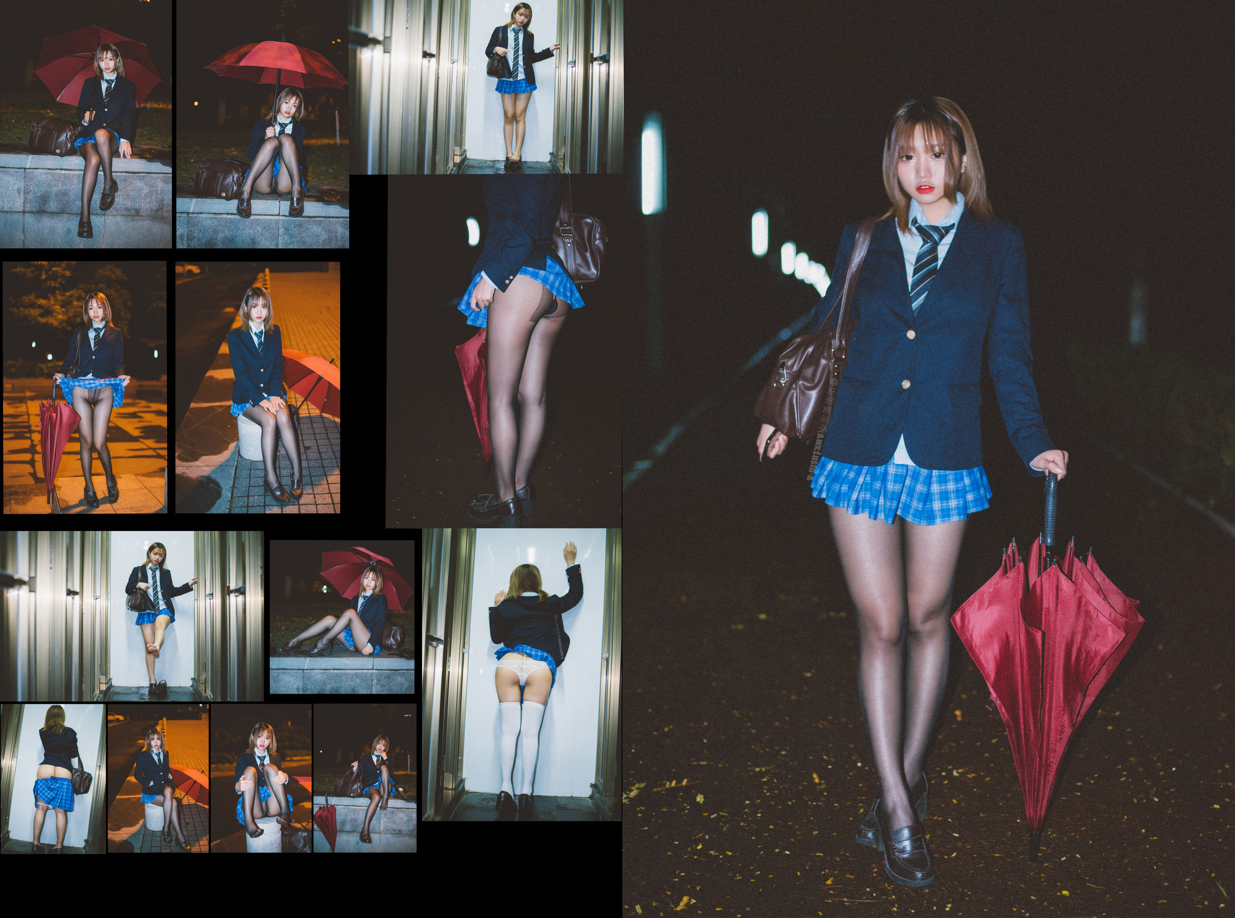 动漫博主柒柒要乖哦 – 深夜公园JK Cosplay-第7张