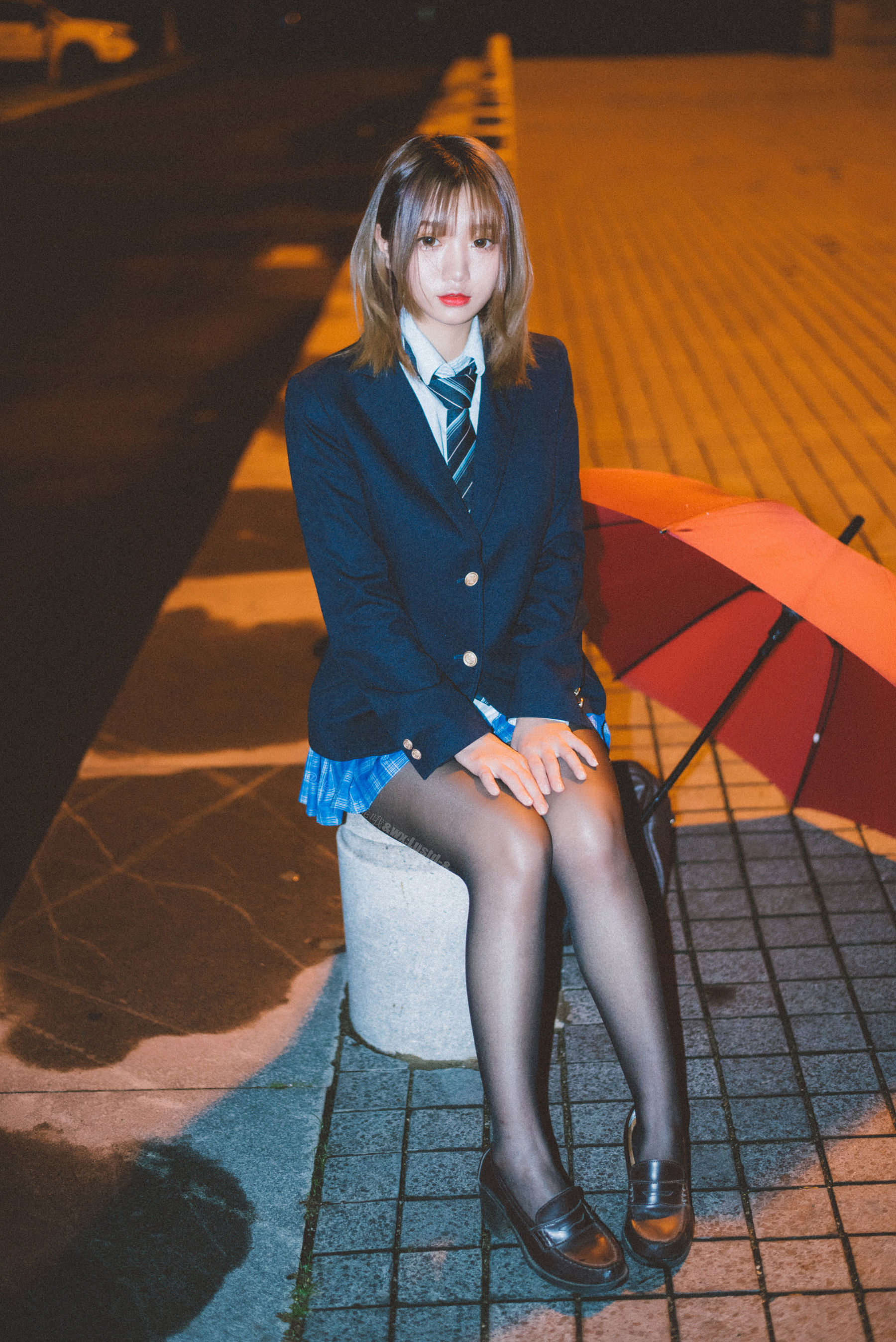 动漫博主柒柒要乖哦 – 深夜公园JK Cosplay-第17张