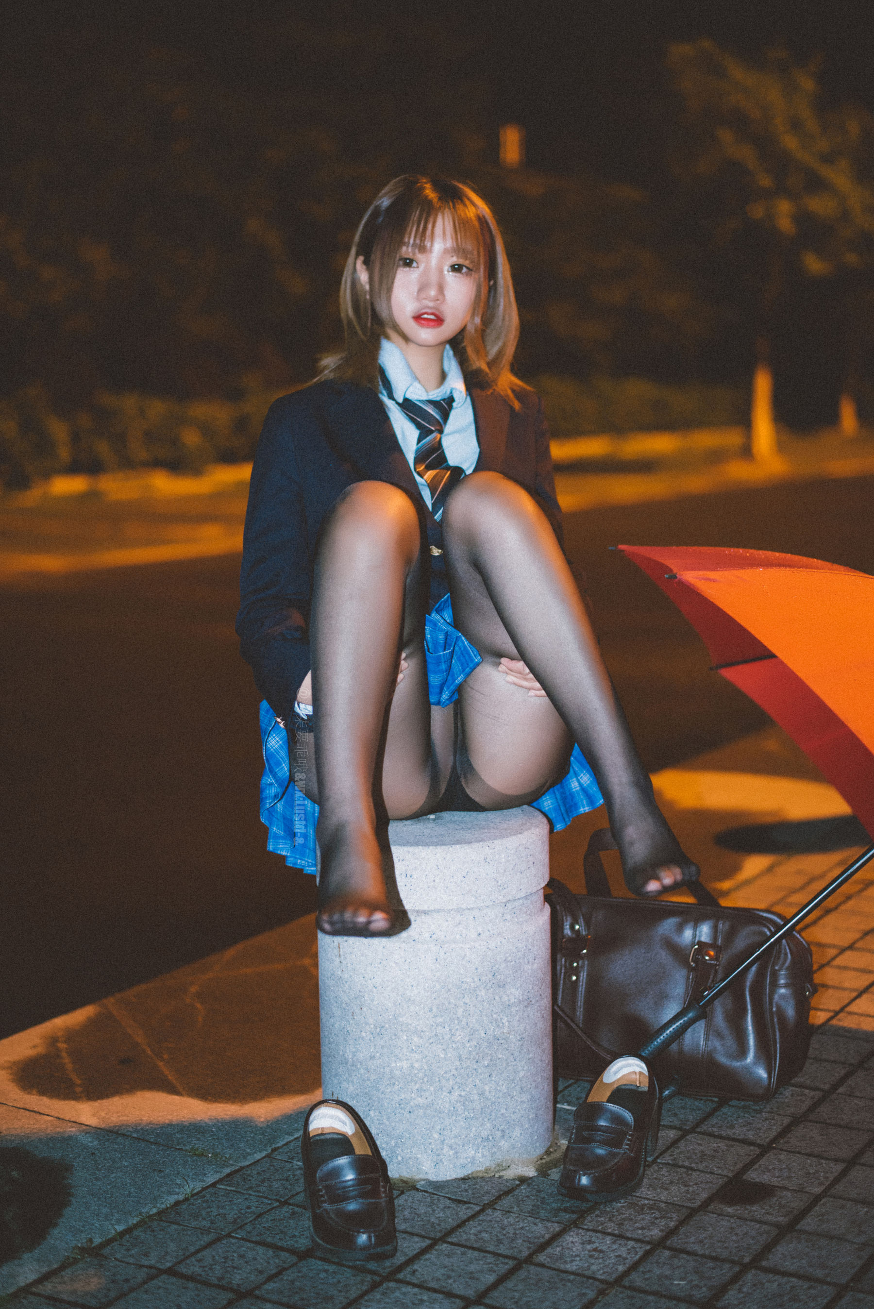 动漫博主柒柒要乖哦 – 深夜公园JK Cosplay-第26张