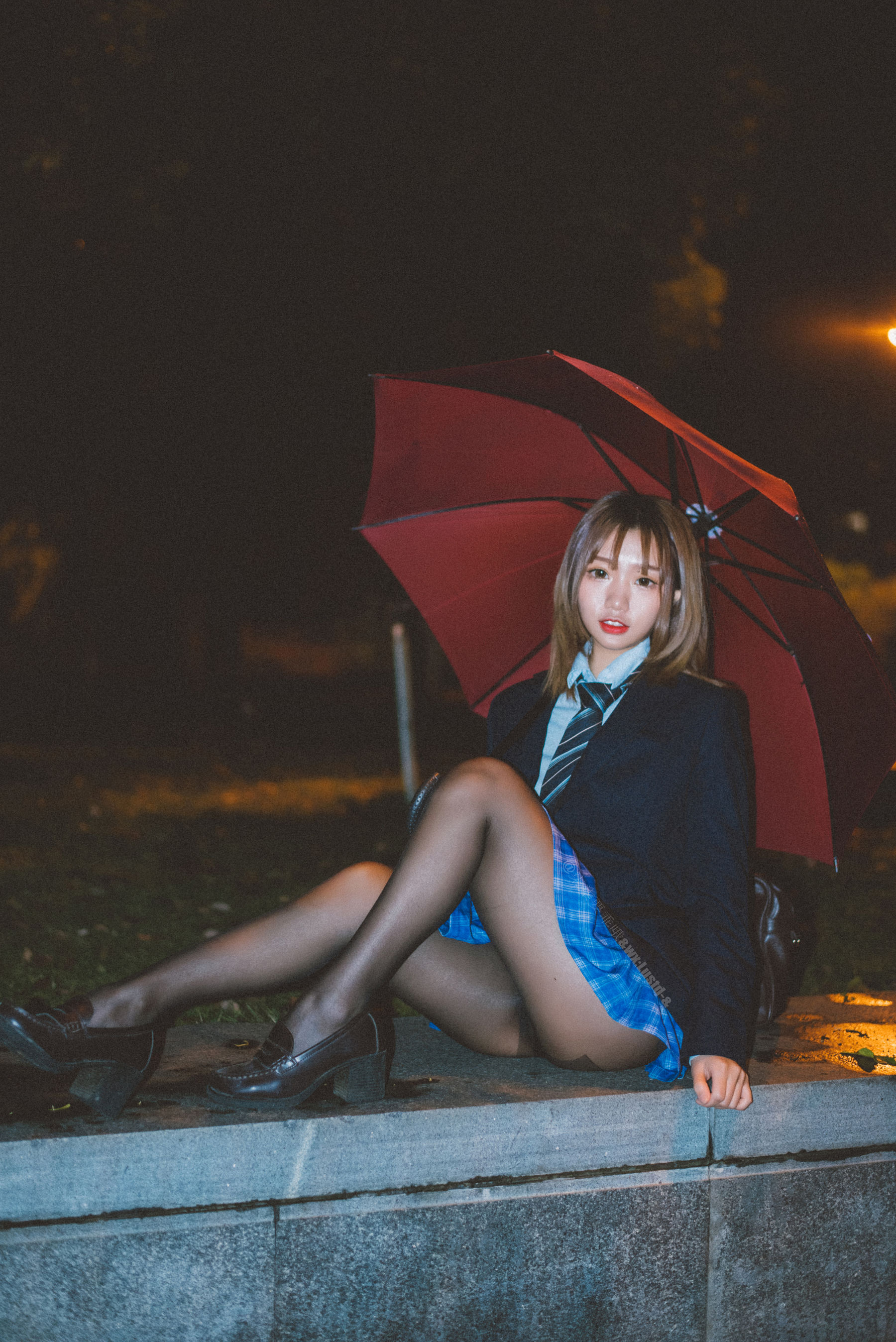 动漫博主柒柒要乖哦 – 深夜公园JK Cosplay-第24张