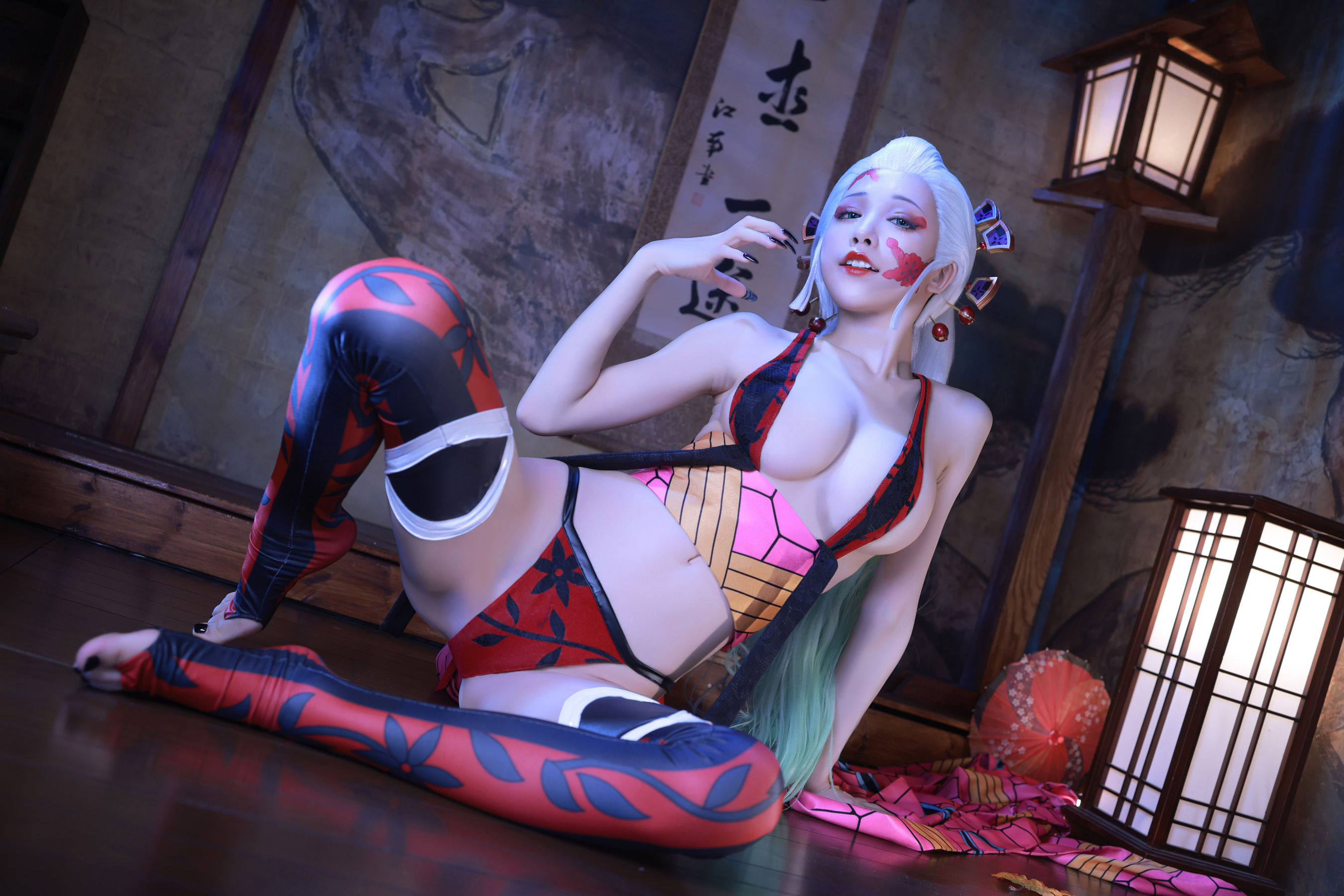 动漫博主水淼aqua – 鬼灭之刃 上弦陆堕姬 Cosplay-第2张