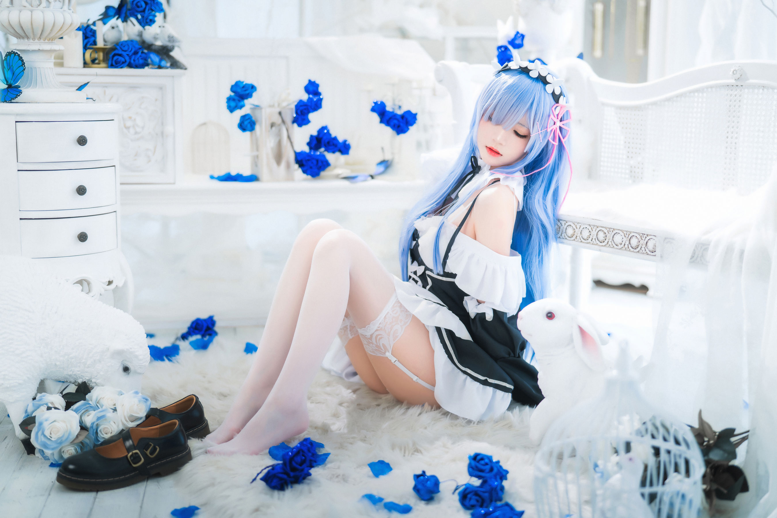 桜桃喵 – 长发蕾姆 Cosplay-第6张