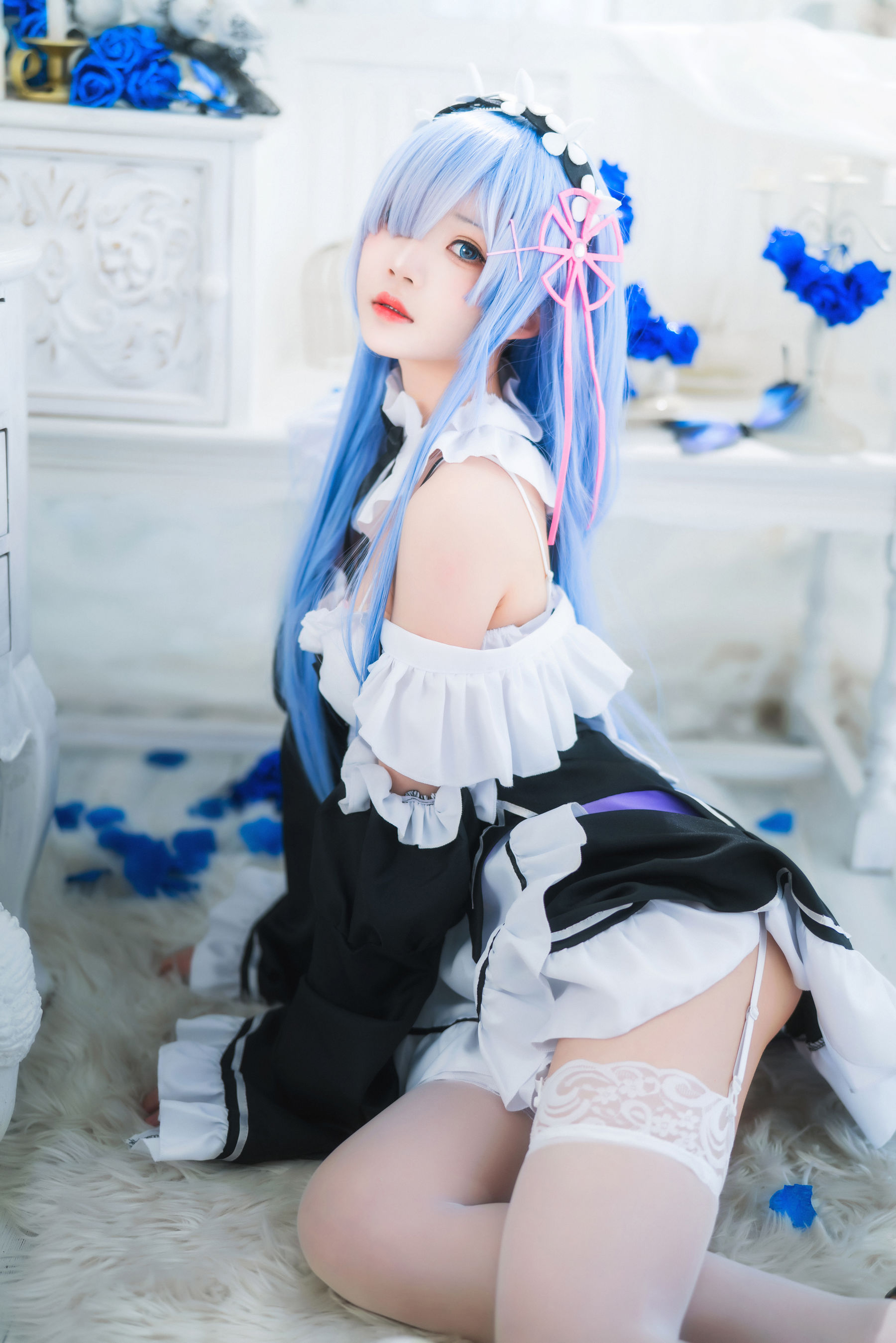 桜桃喵 – 长发蕾姆 Cosplay-第3张