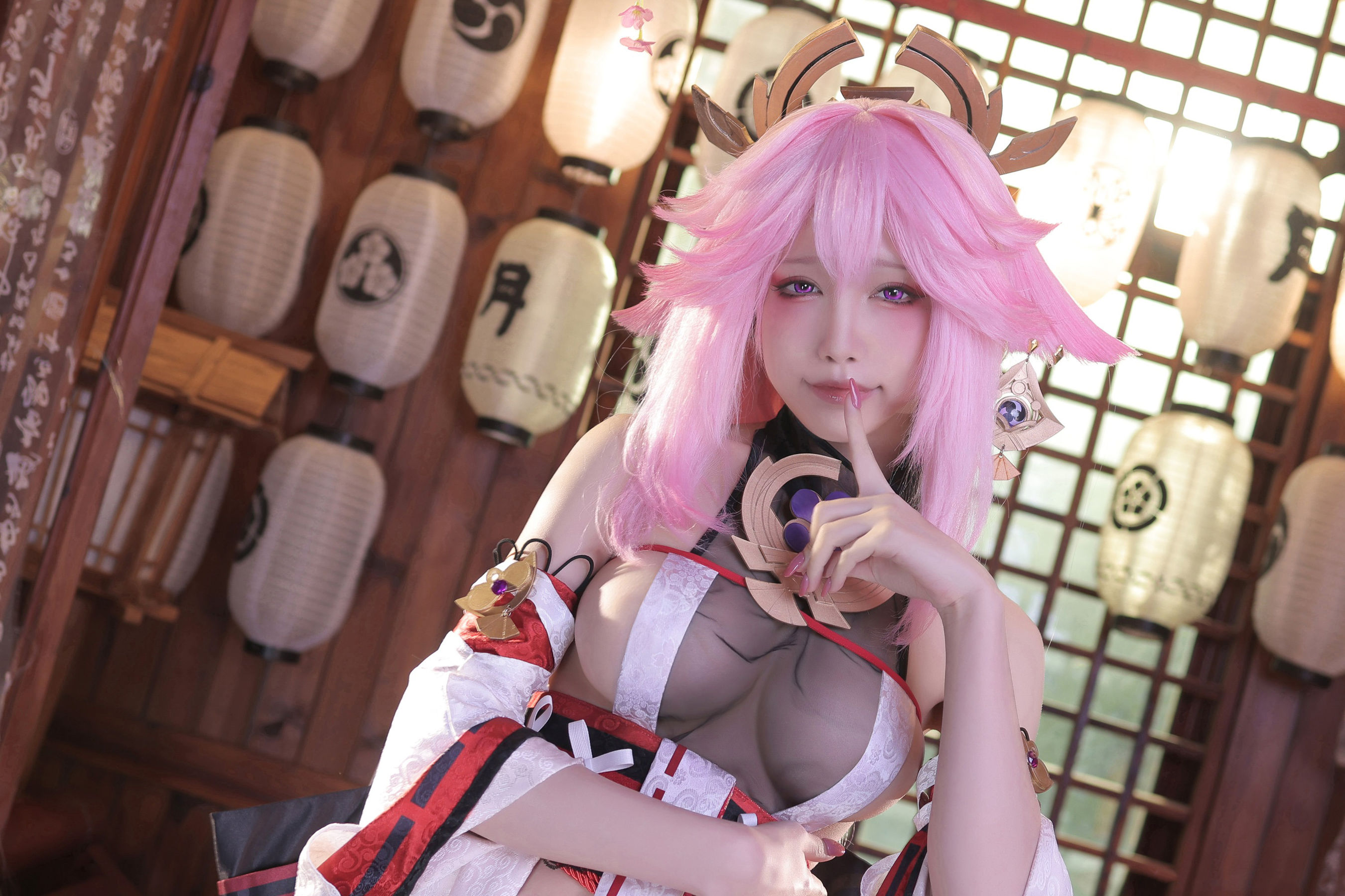 动漫博主水淼aqua – 新原神八重神子 Cosplay-第2张