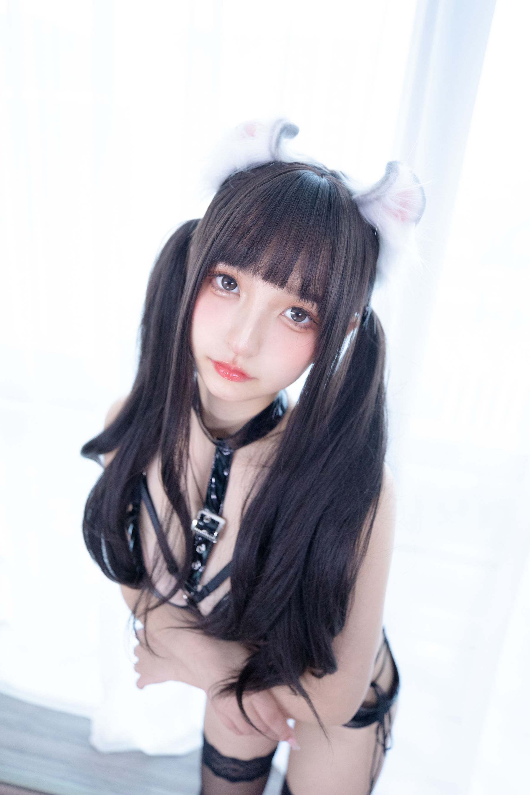萝莉神楽板真冬 黑丝与黑胶 Cosplay-第52张