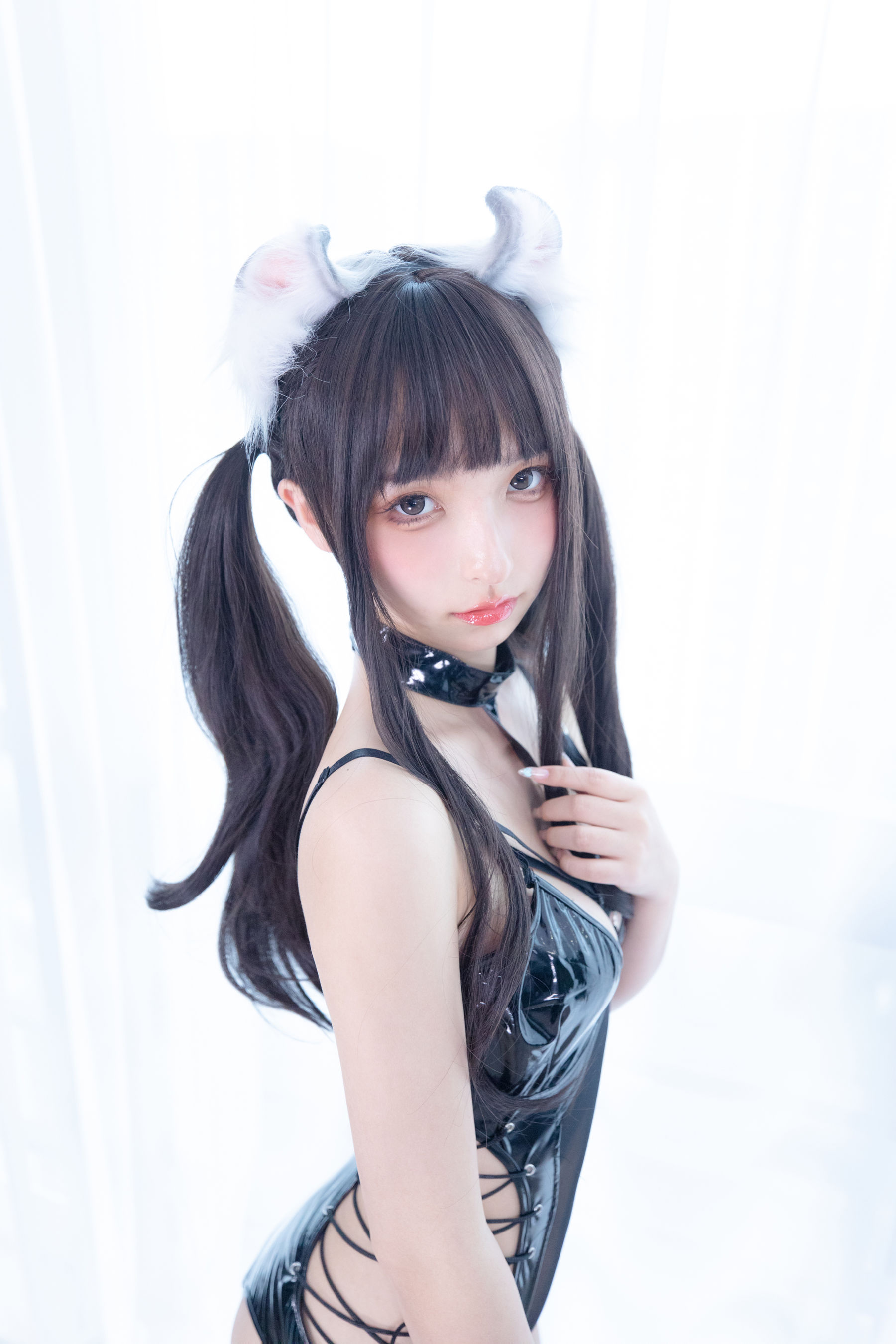 萝莉神楽板真冬 黑丝与黑胶 Cosplay-第12张