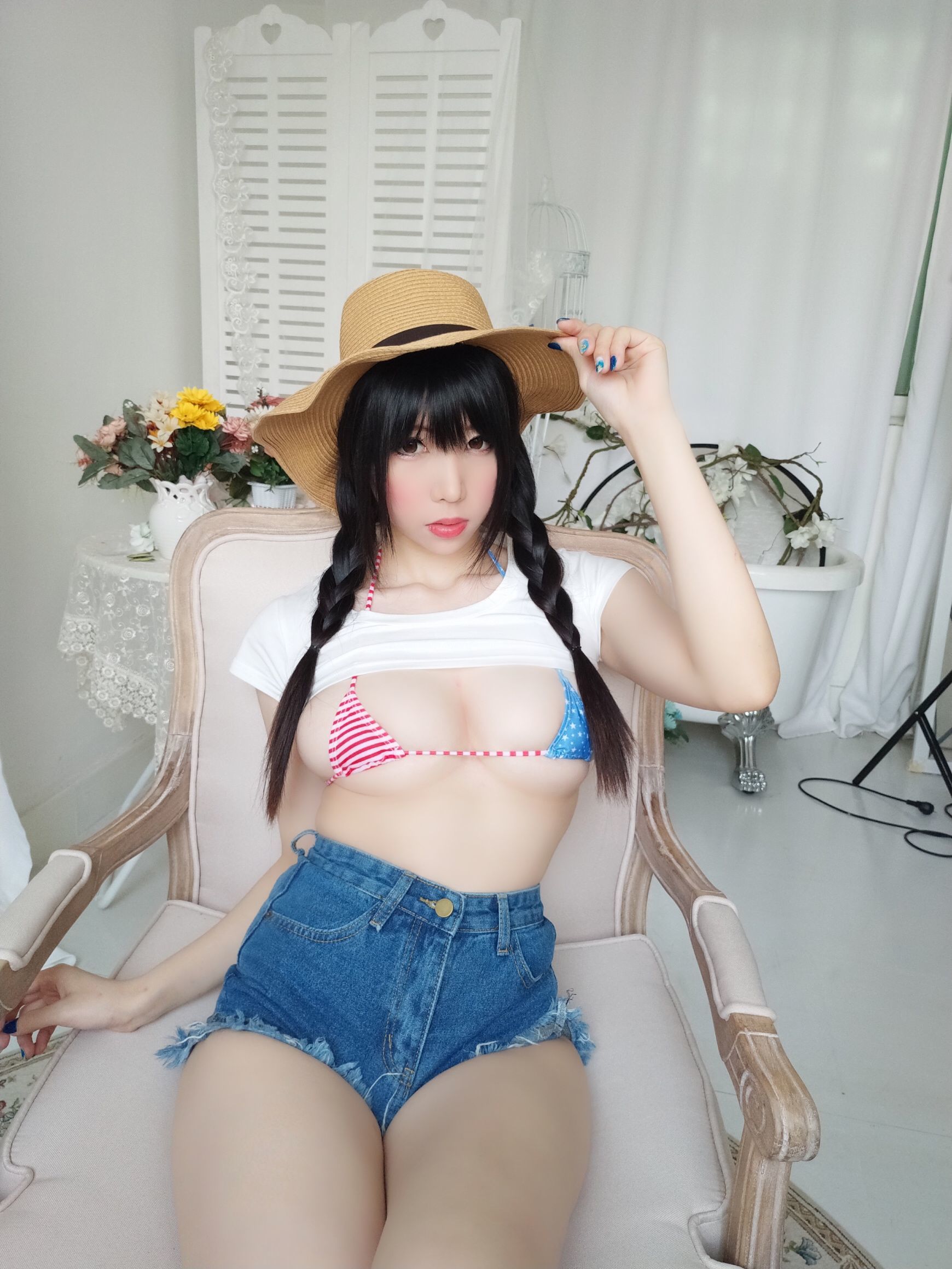 二次元巨乳美女鹿野希 牛仔女郎 Cosplay-第8张