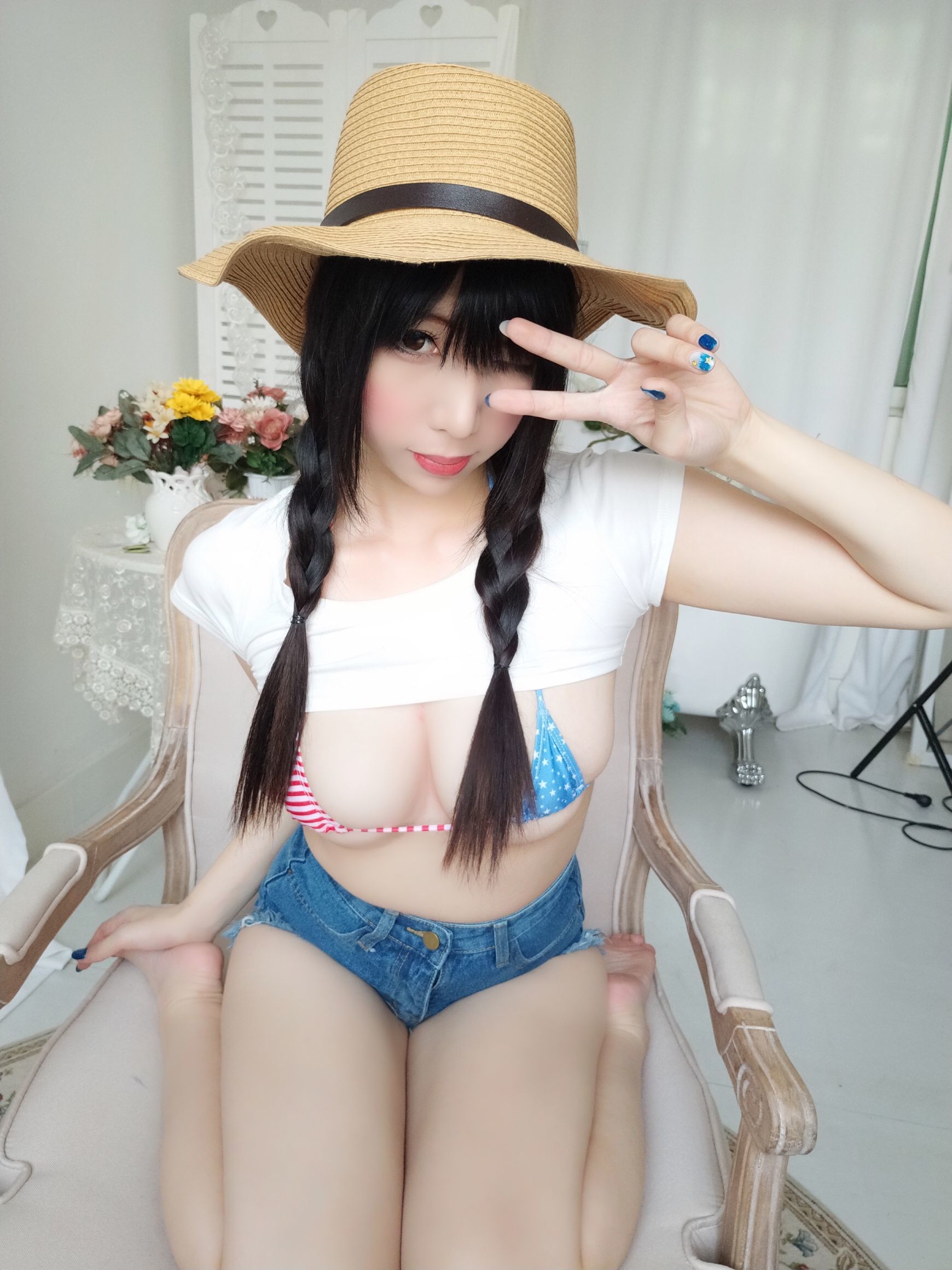 二次元巨乳美女鹿野希 牛仔女郎 Cosplay-第2张