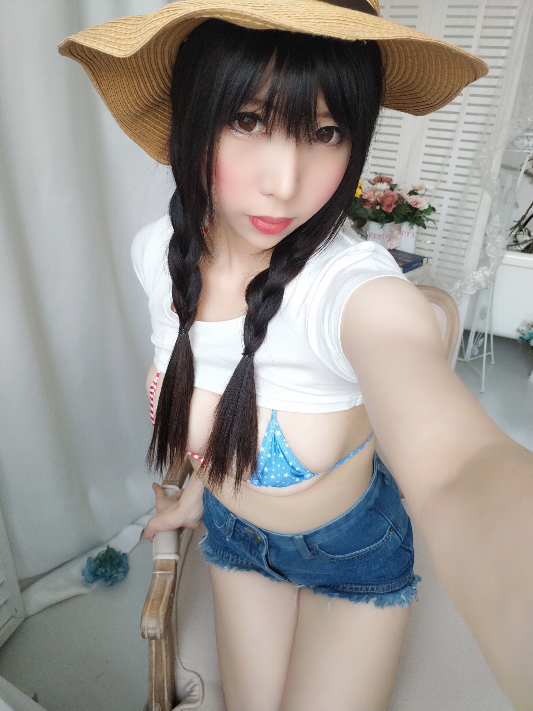 二次元巨乳美女鹿野希 牛仔女郎 Cosplay-第84张