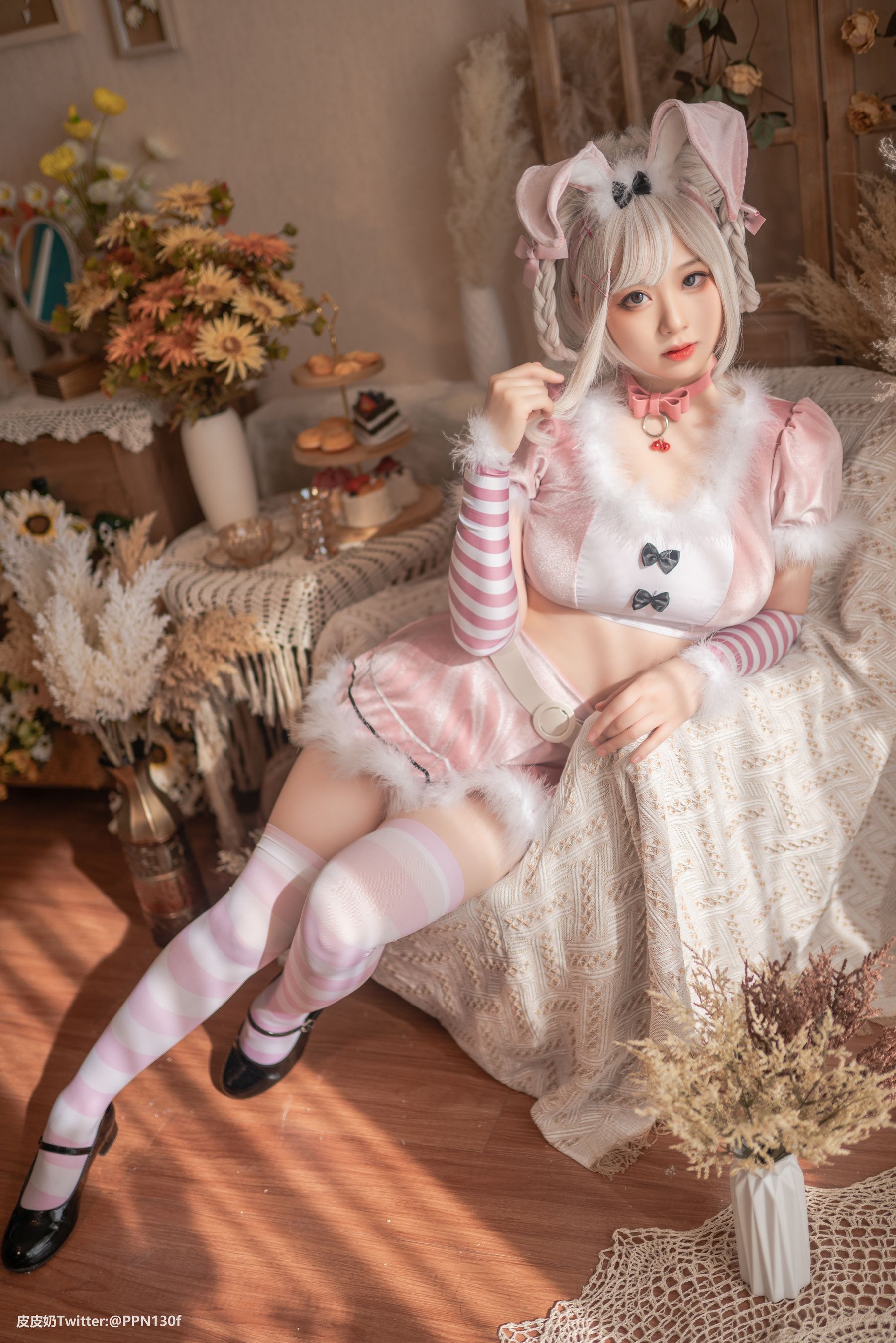 皮皮奶可可爱了啦 – 粉色兔兔 Cosplay-第3张