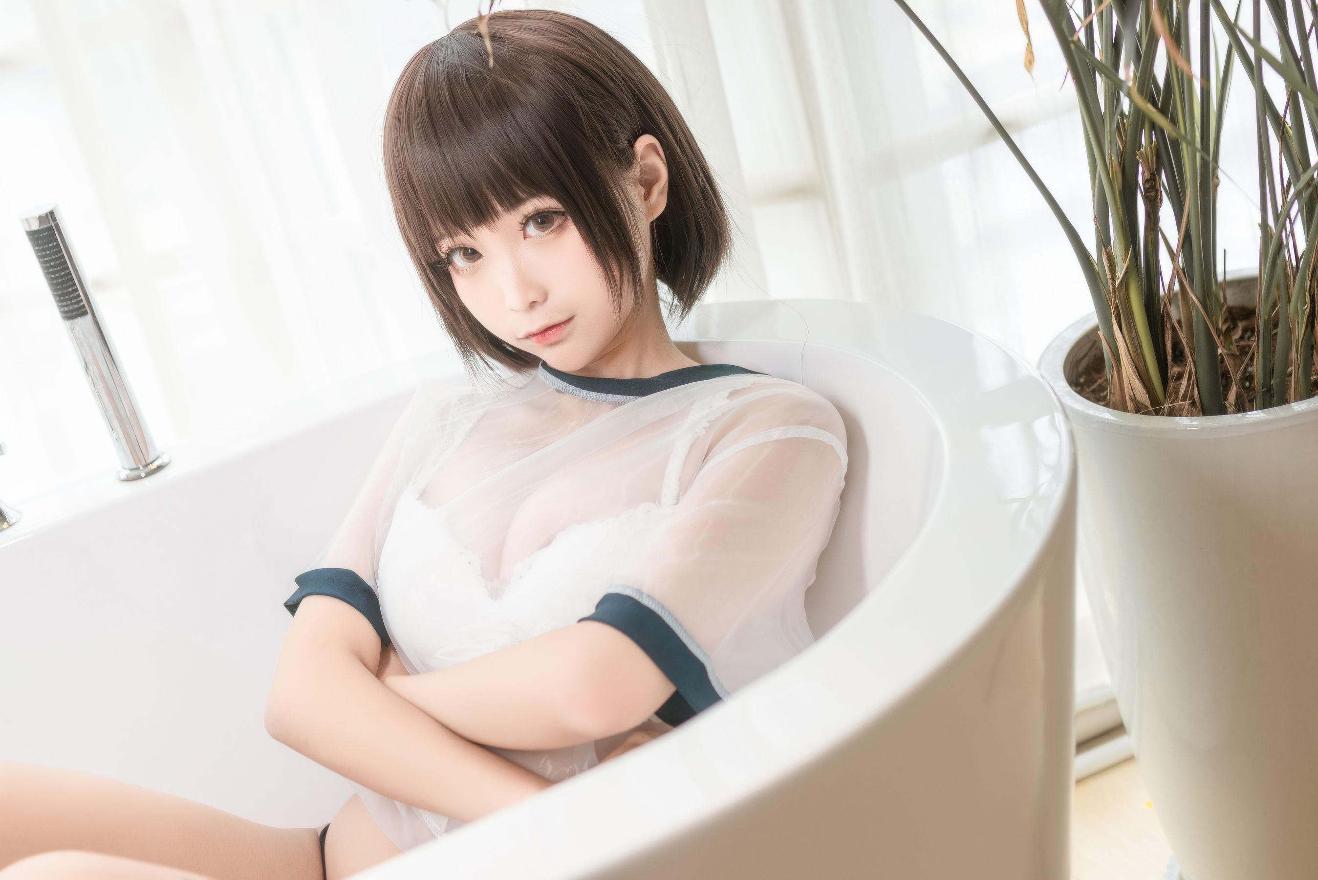 [Cosplay写真] 动漫博主蠢沫沫 – 透明体操服 Cosplay-第6张