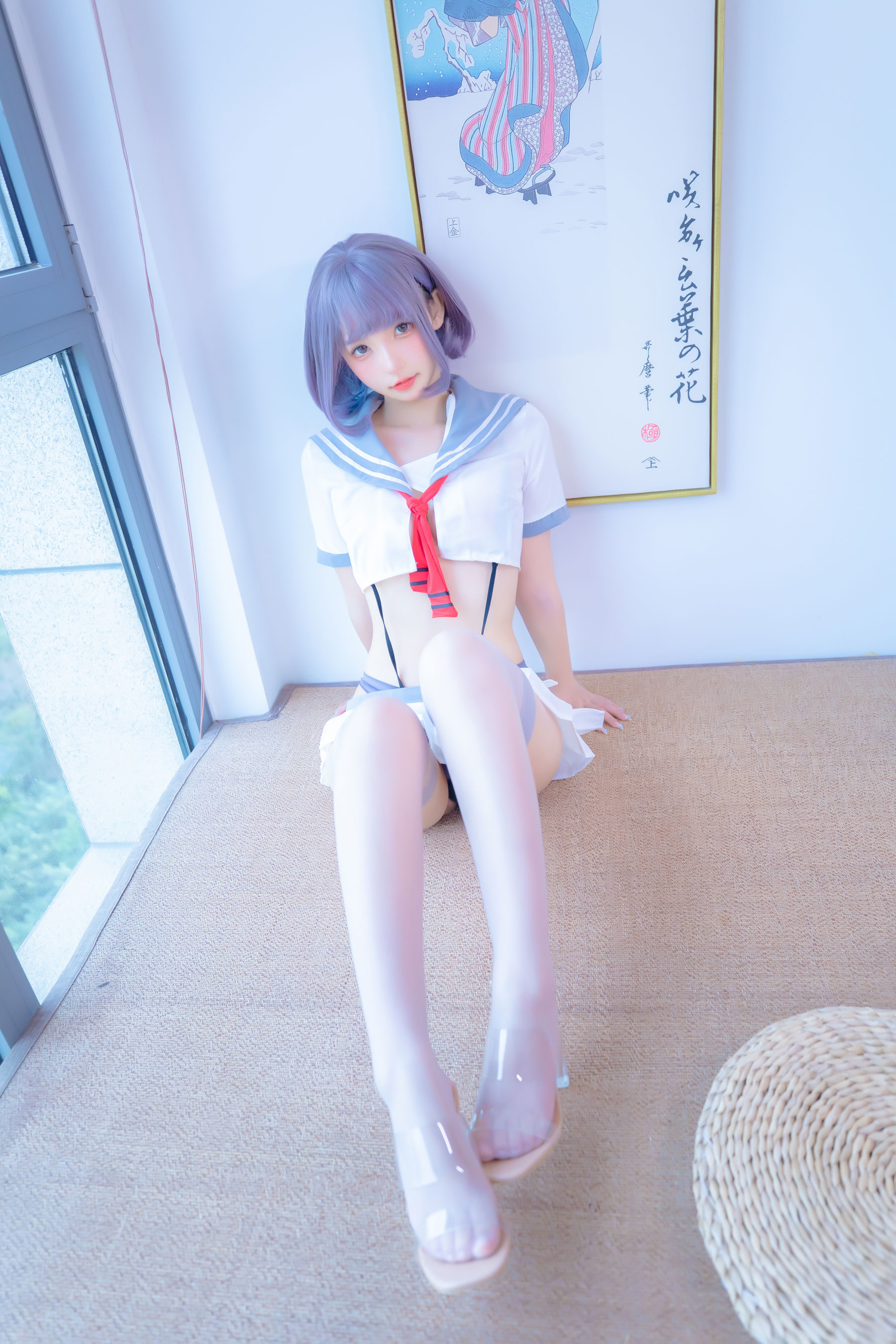 神楽坂真冬 灰丝吊带JK Cosplay-第8张