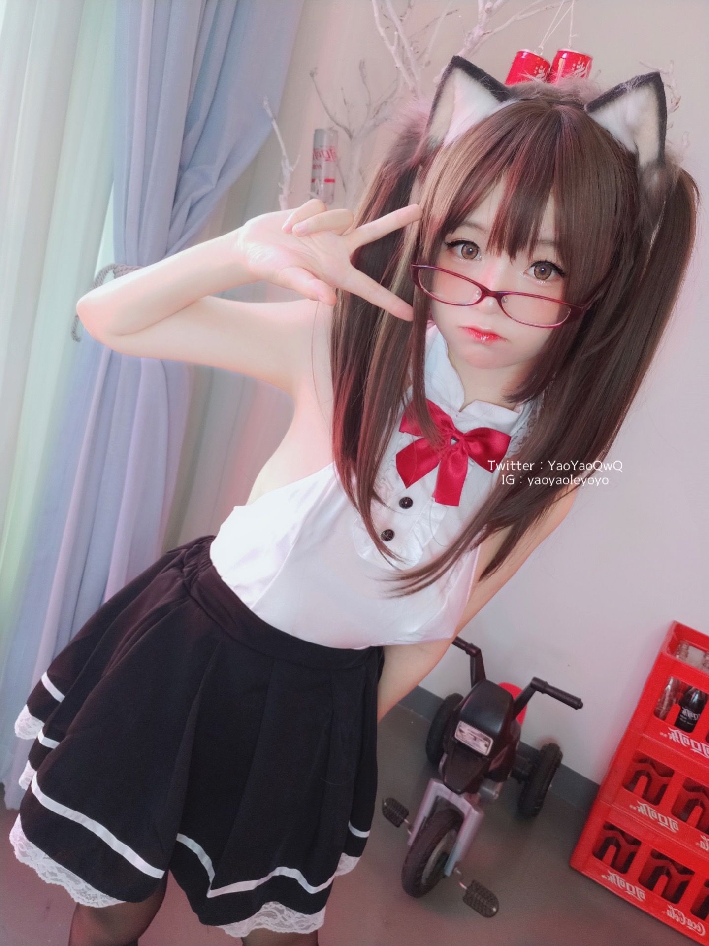 萌妹子Coser摇摇乐yoyo – 黑色紧身衣 Cosplay-第5张