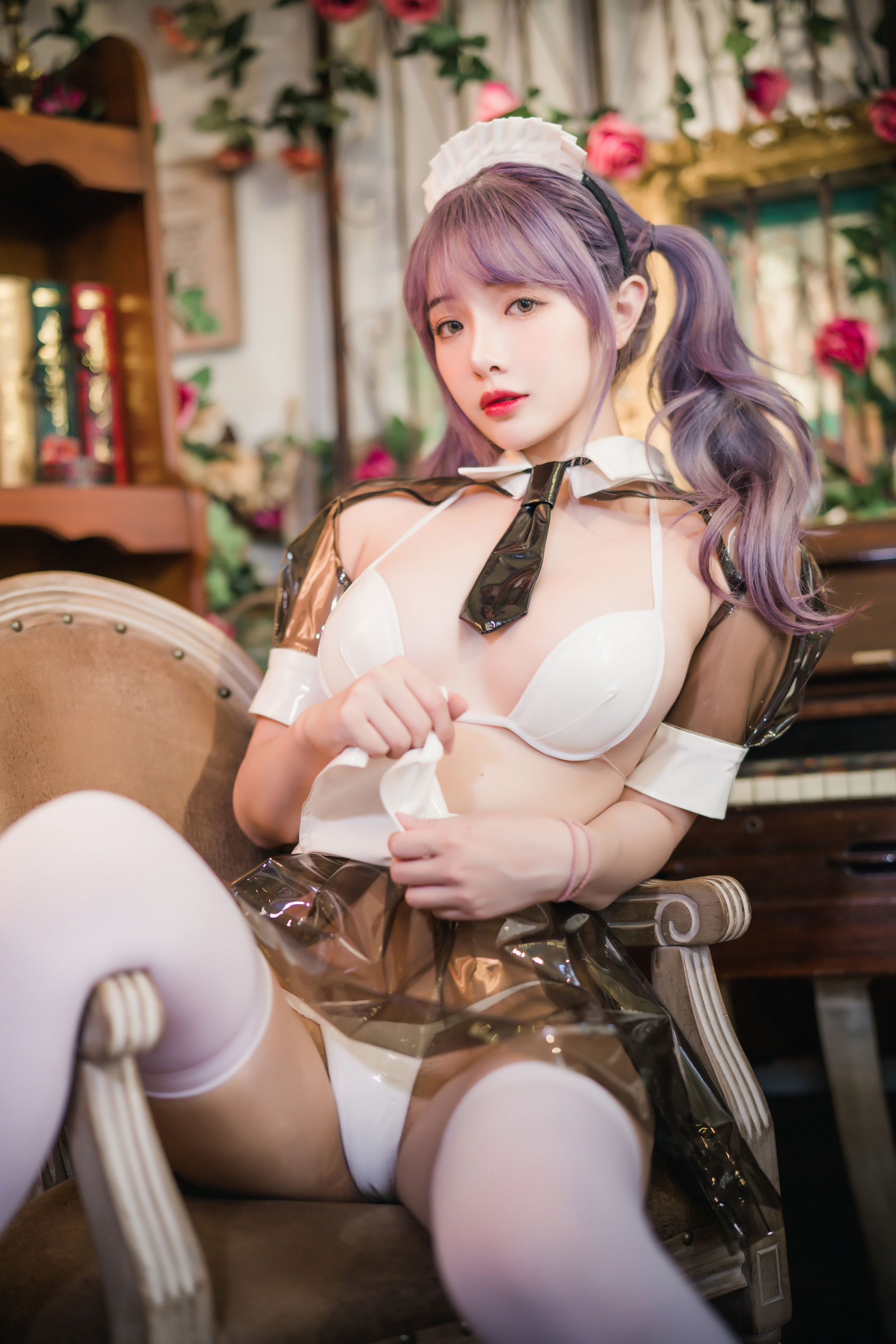 动漫博主雯妹 – 透明皮衣女仆 Cosplay-第6张