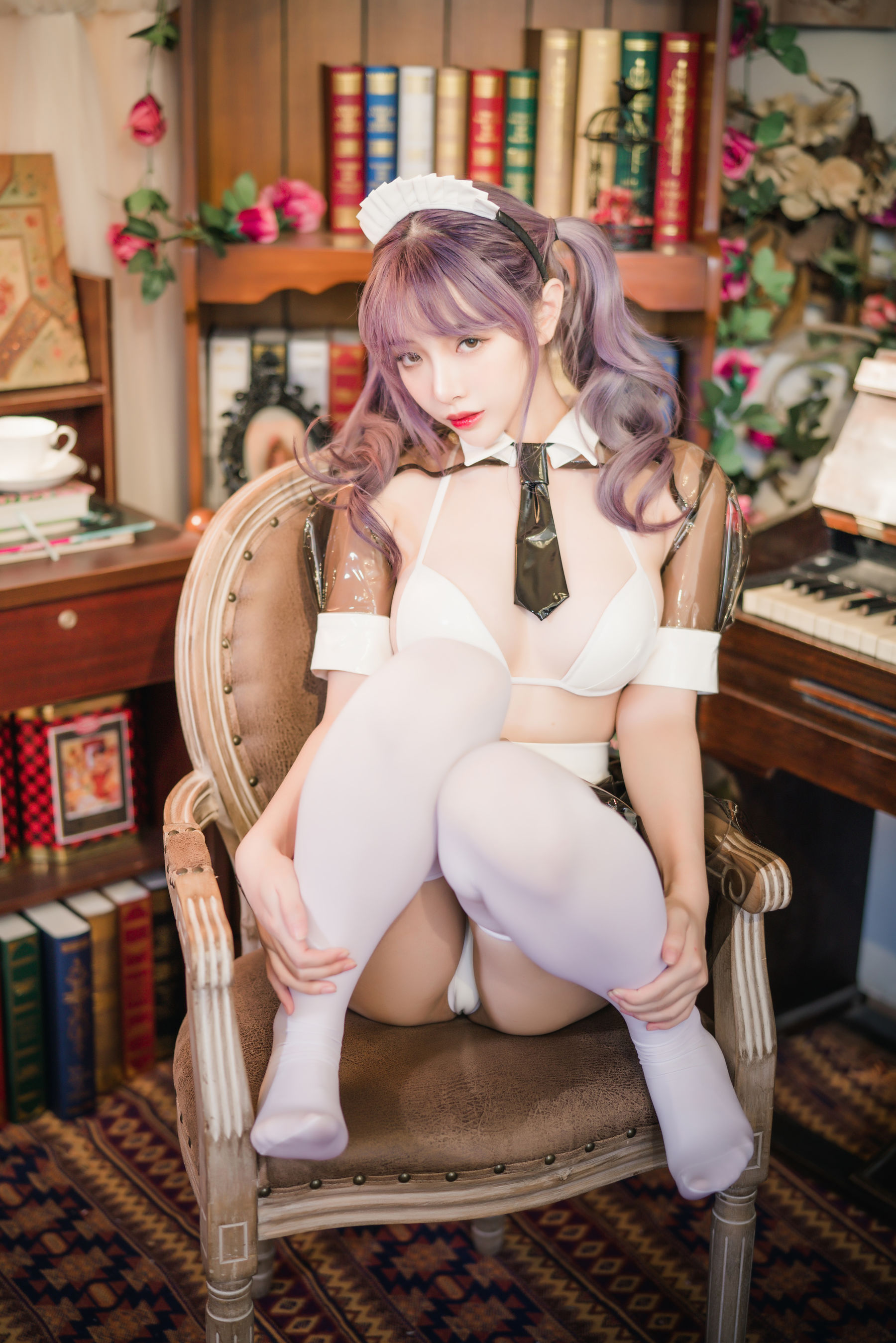 动漫博主雯妹 – 透明皮衣女仆 Cosplay-第5张