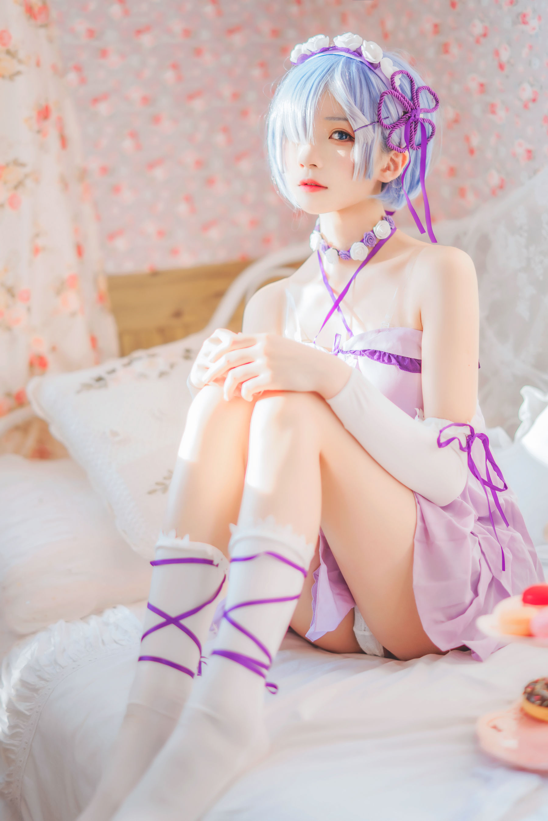 [Cosplay写真] 桜桃喵 – 蕾姆小睡裙 Cosplay-第6张