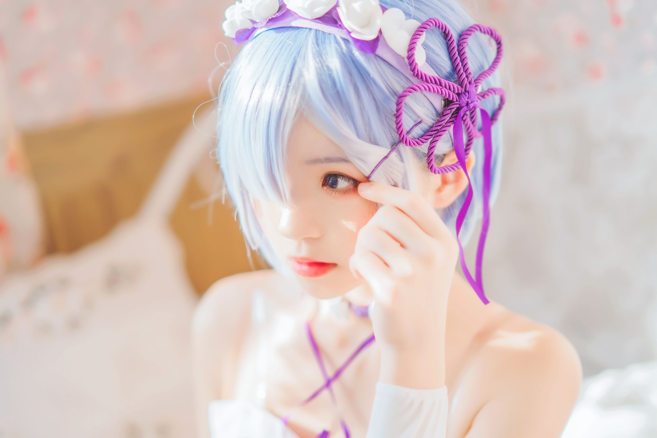 [Cosplay写真] 桜桃喵 – 蕾姆小睡裙 Cosplay-第3张