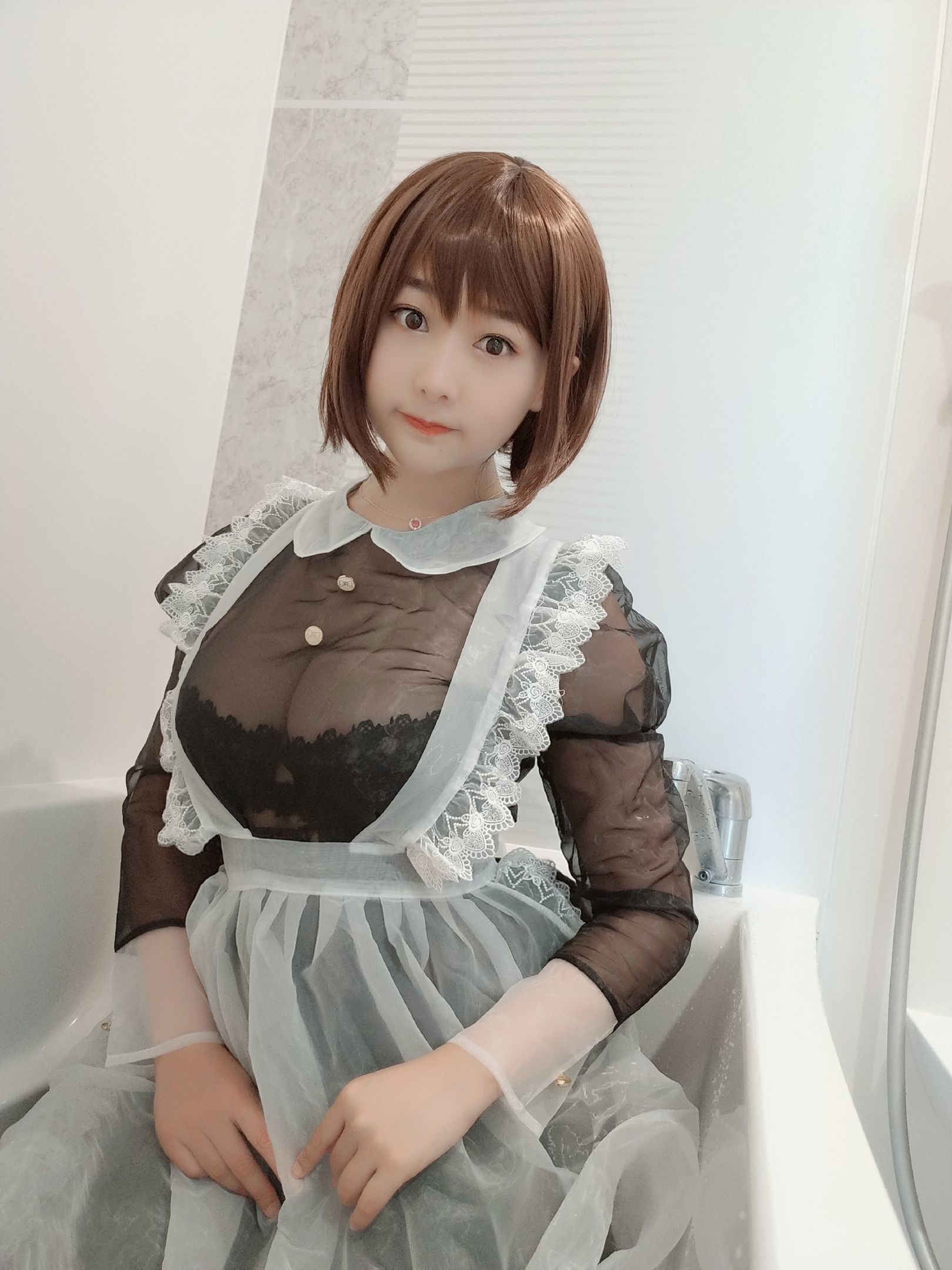 性感Coser三刀刀Miido 透明女仆 Cosplay-第1张
