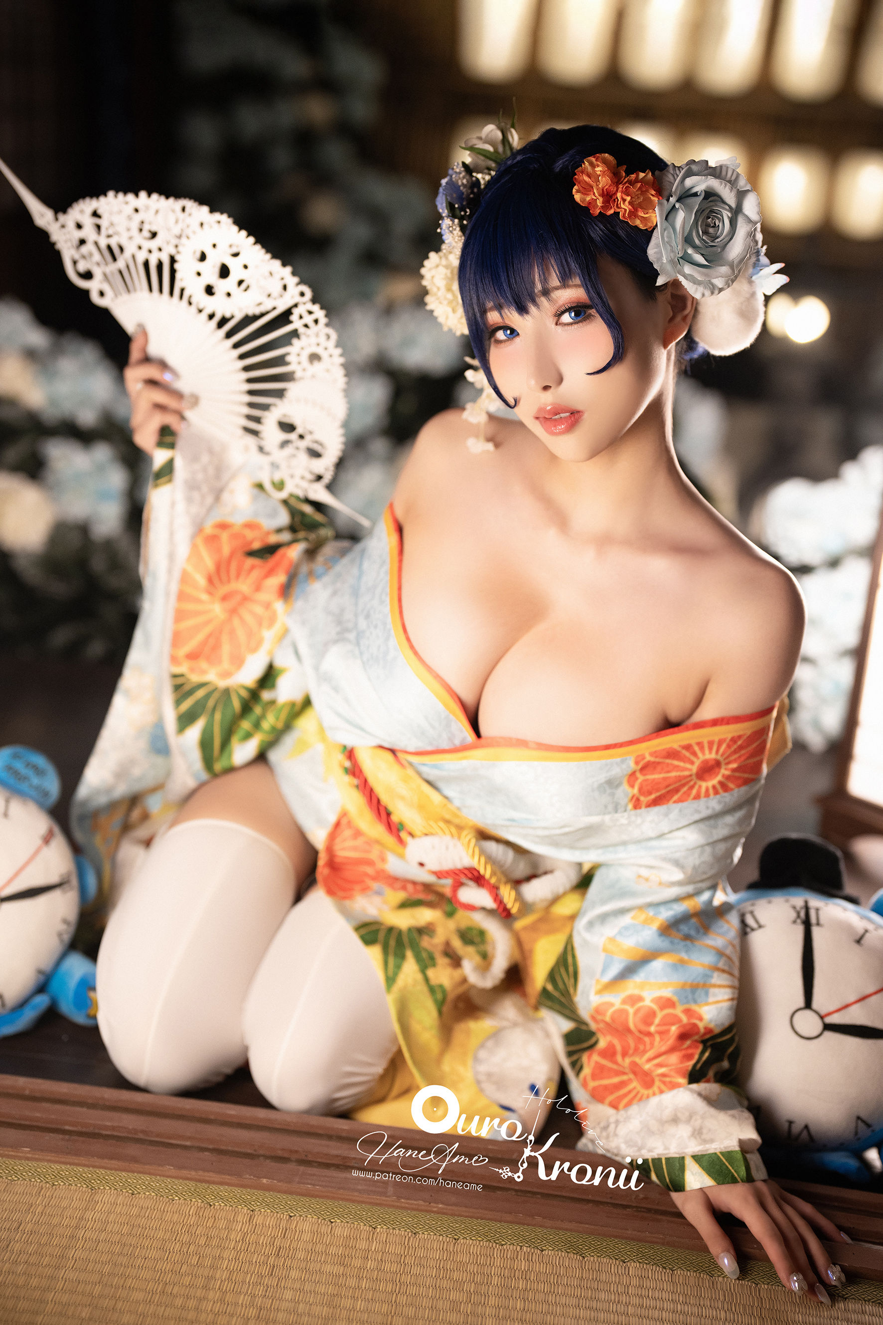 Hane Ame 雨波 – Hololive Kronii 時間 Kimono Cosplay-第7张