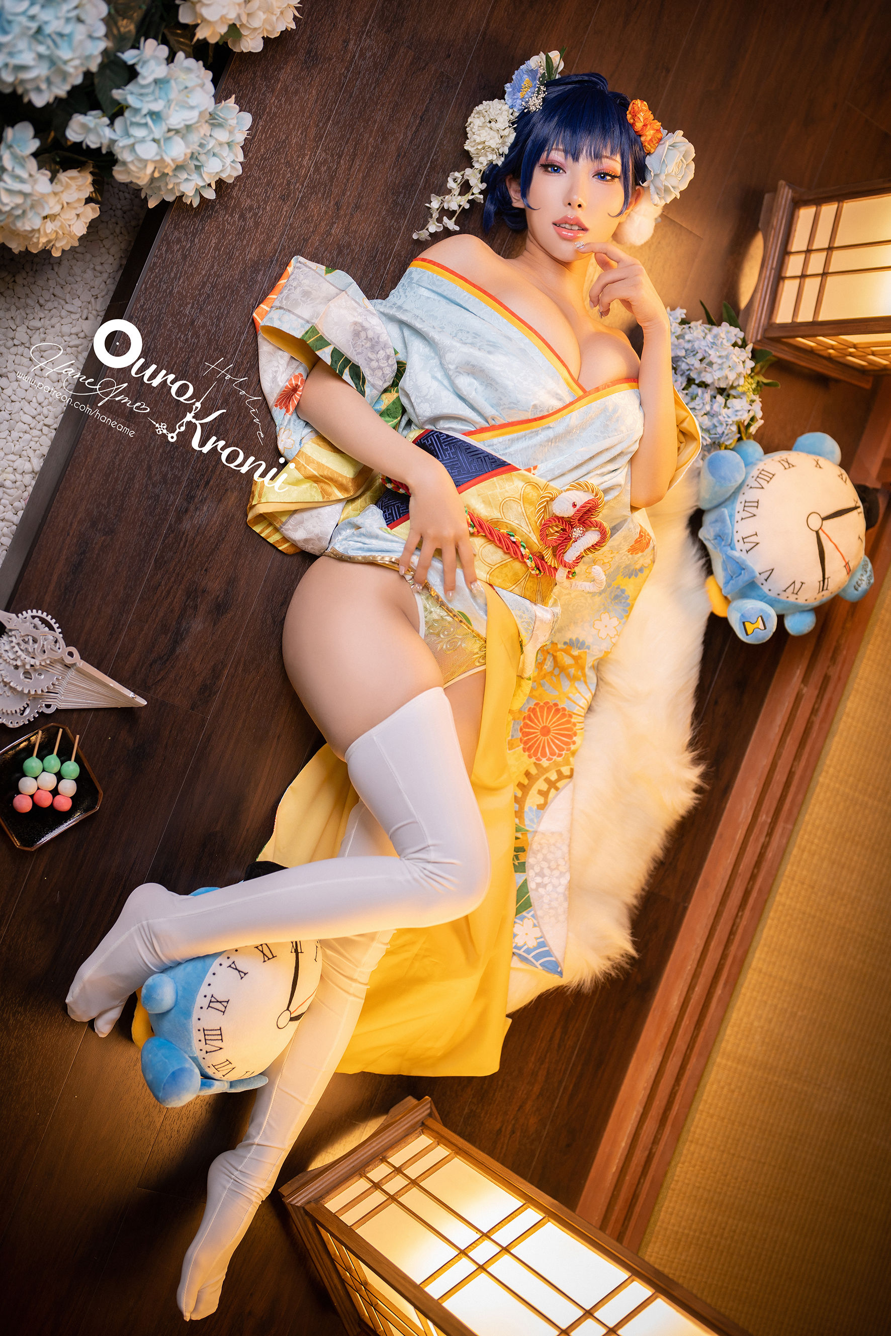 Hane Ame 雨波 – Hololive Kronii 時間 Kimono Cosplay-第3张