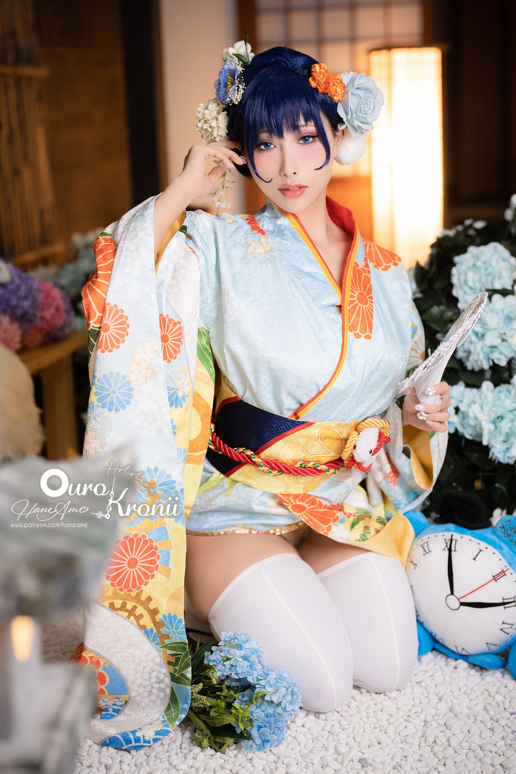 Hane Ame 雨波 – Hololive Kronii 時間 Kimono Cosplay-第5张