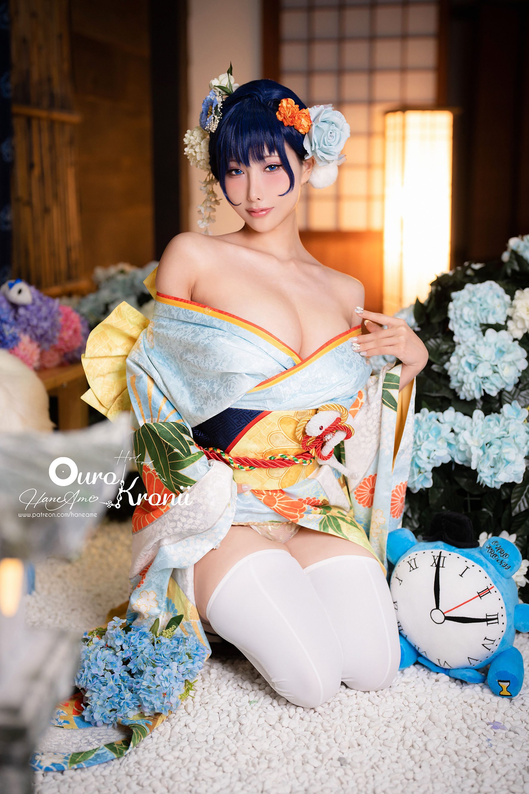 Hane Ame 雨波 – Hololive Kronii 時間 Kimono Cosplay-第9张