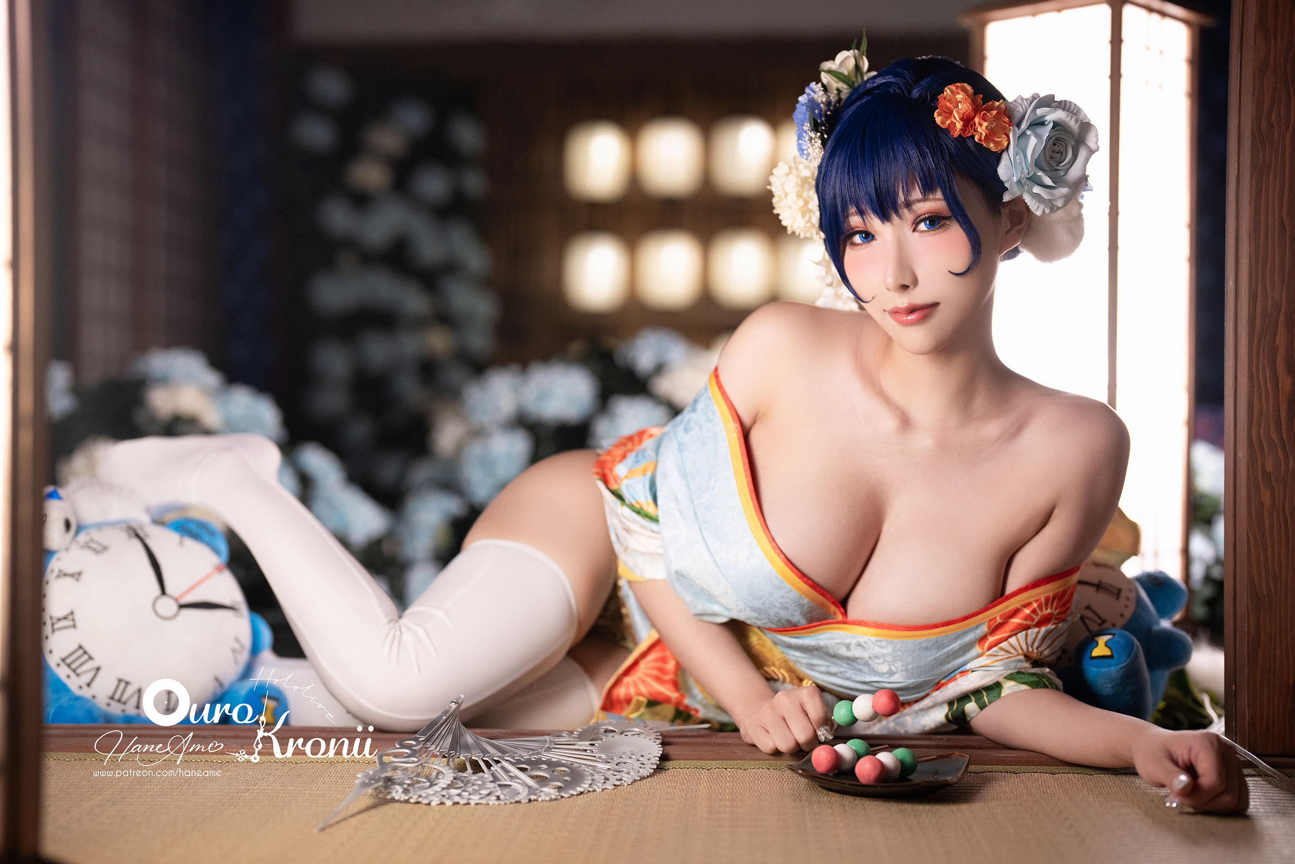 Hane Ame 雨波 – Hololive Kronii 時間 Kimono Cosplay-第8张