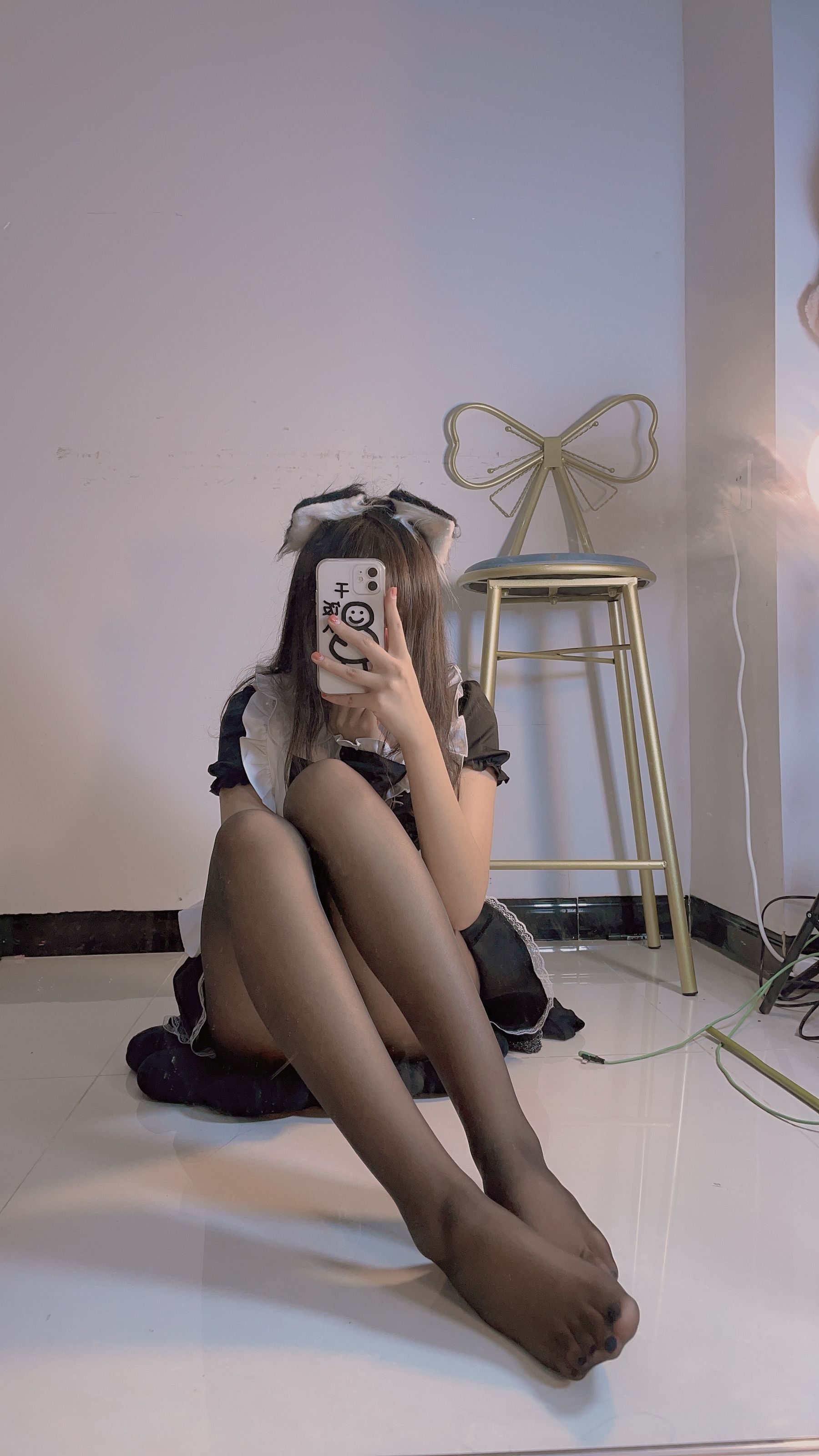 宁酱 – 黑丝女仆 Cosplay-第15张