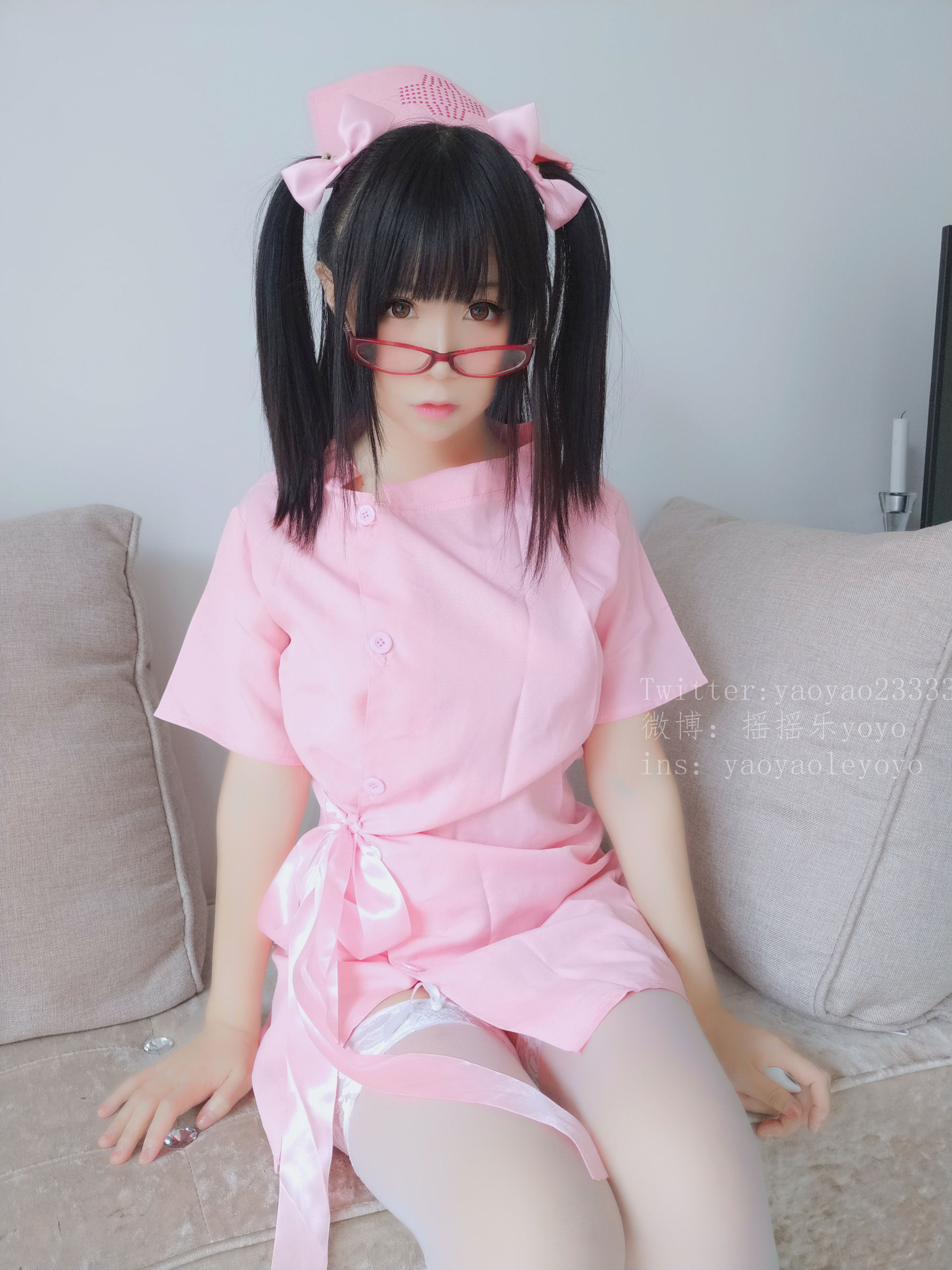 萌妹子Coser摇摇乐yoyo 可爱粉色护士 Cosplay-第3张