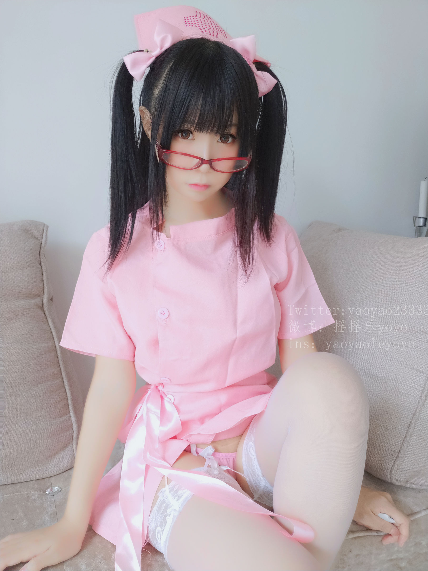 萌妹子Coser摇摇乐yoyo 可爱粉色护士 Cosplay-第6张