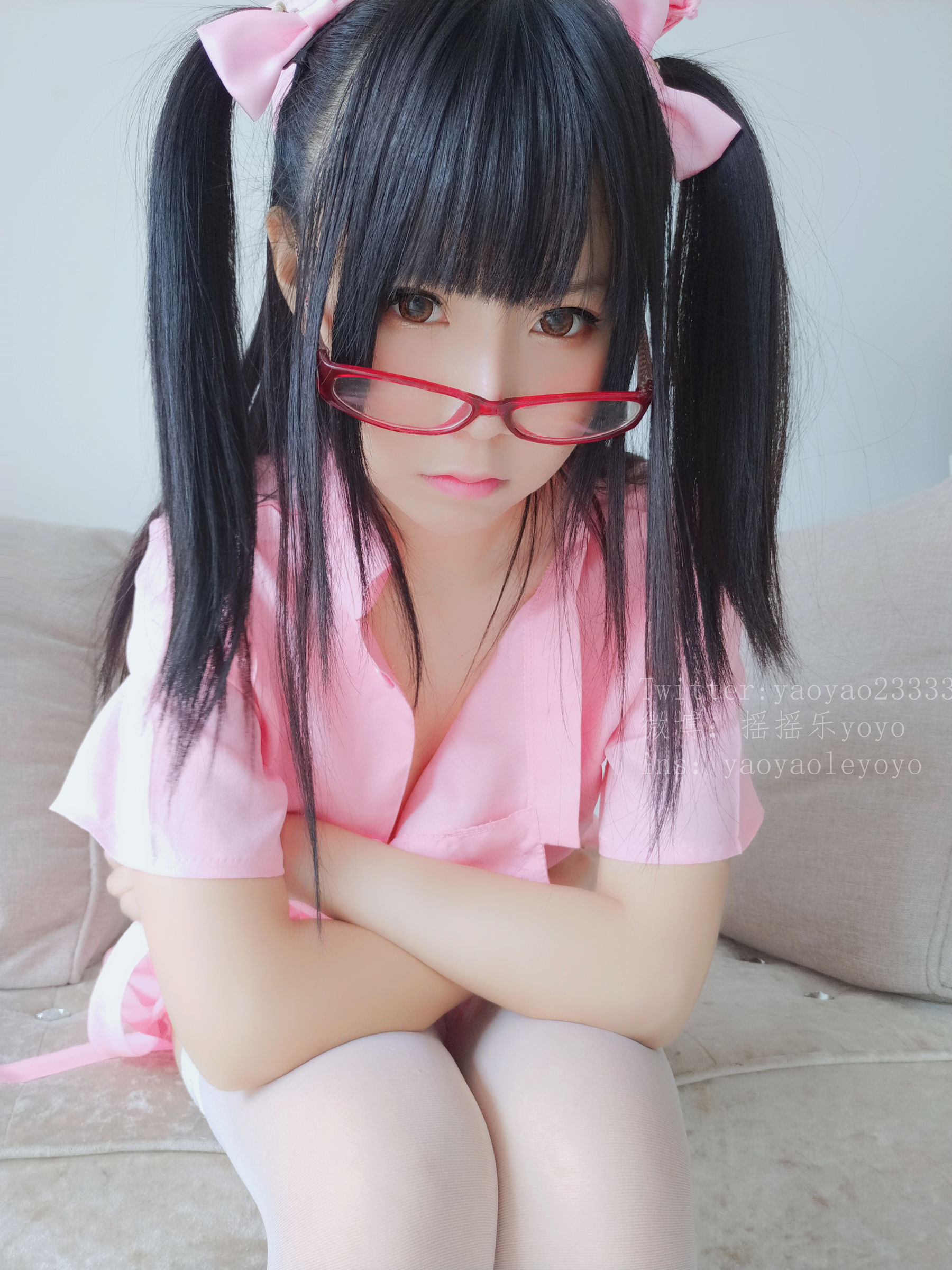 萌妹子Coser摇摇乐yoyo 可爱粉色护士 Cosplay-第9张