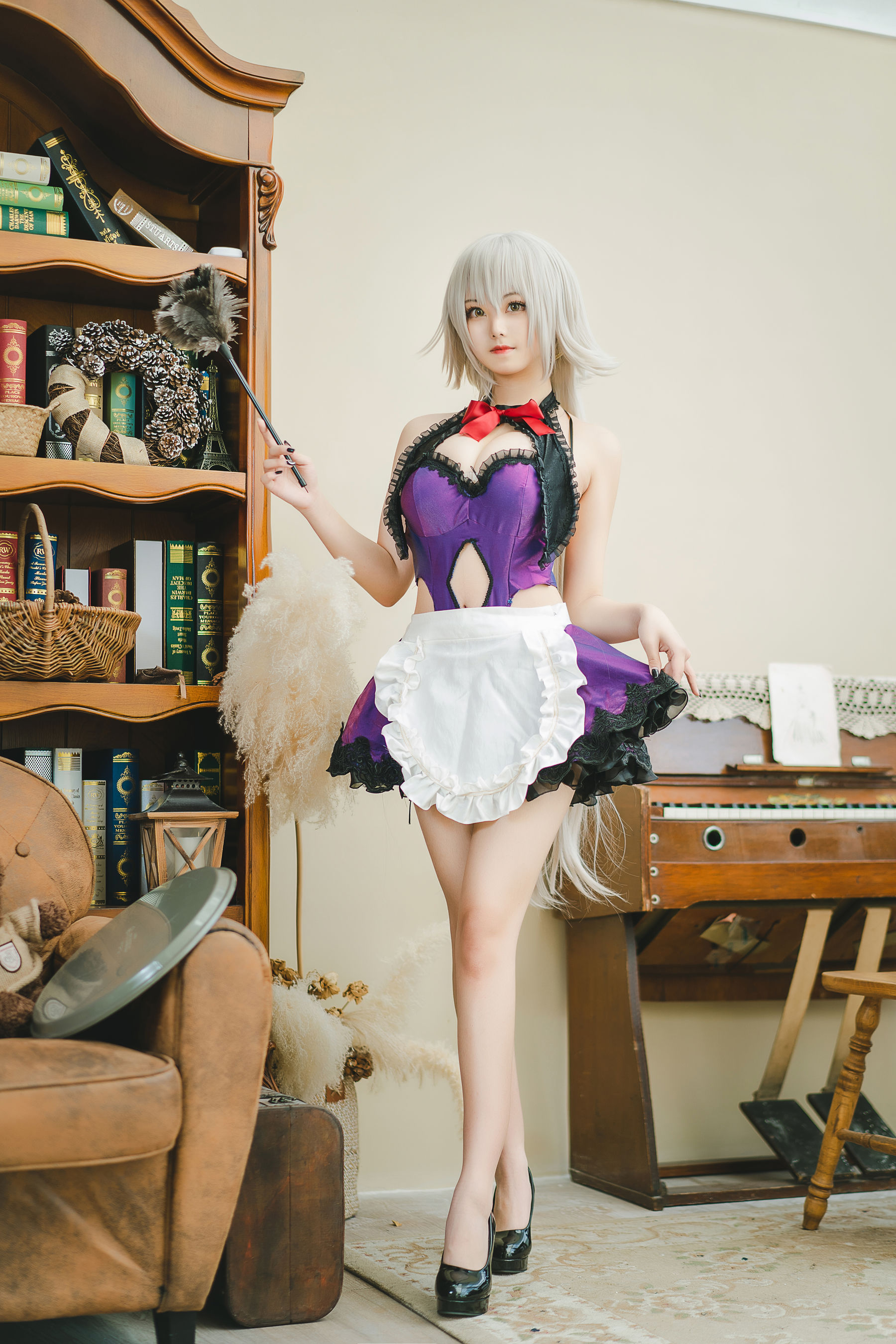 萌系小姐姐蜜汁猫裘 – 贞德女仆 Cosplay-第37张