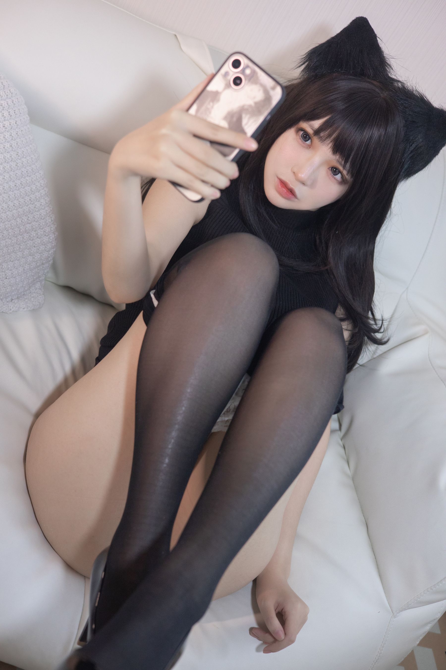 疯猫ss – 黑毛衣少女 Cosplay-第54张
