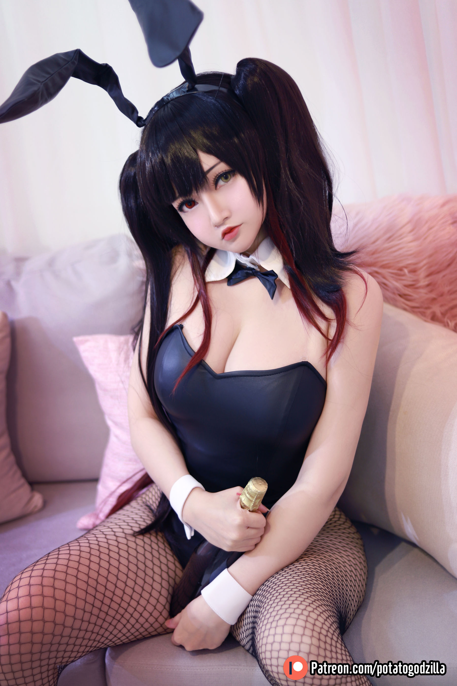 Coser小姐姐Potato Godzilla – Kurumi Tokisaki Bunny Girl Cosplay-第3张