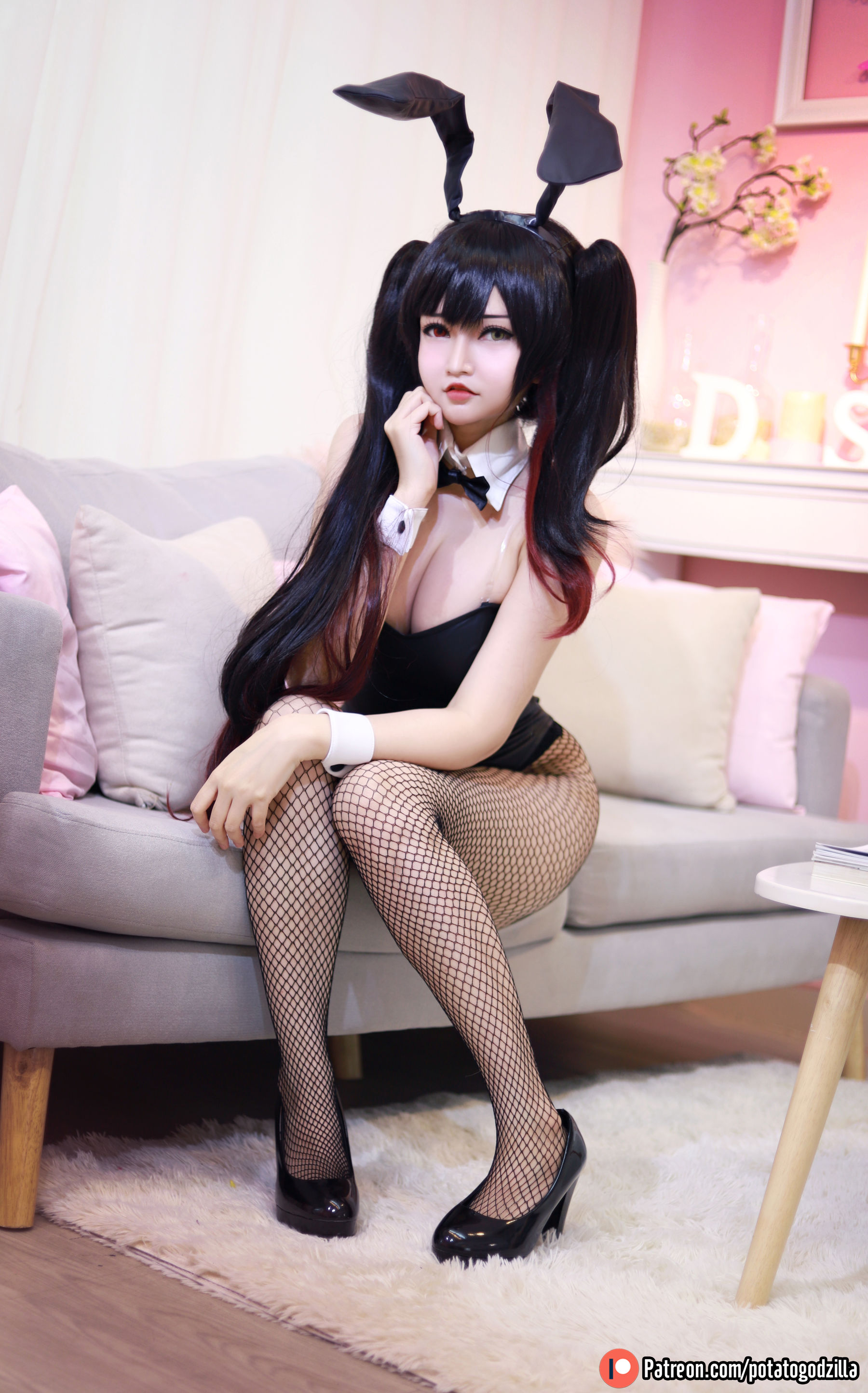 Coser小姐姐Potato Godzilla – Kurumi Tokisaki Bunny Girl Cosplay-第33张
