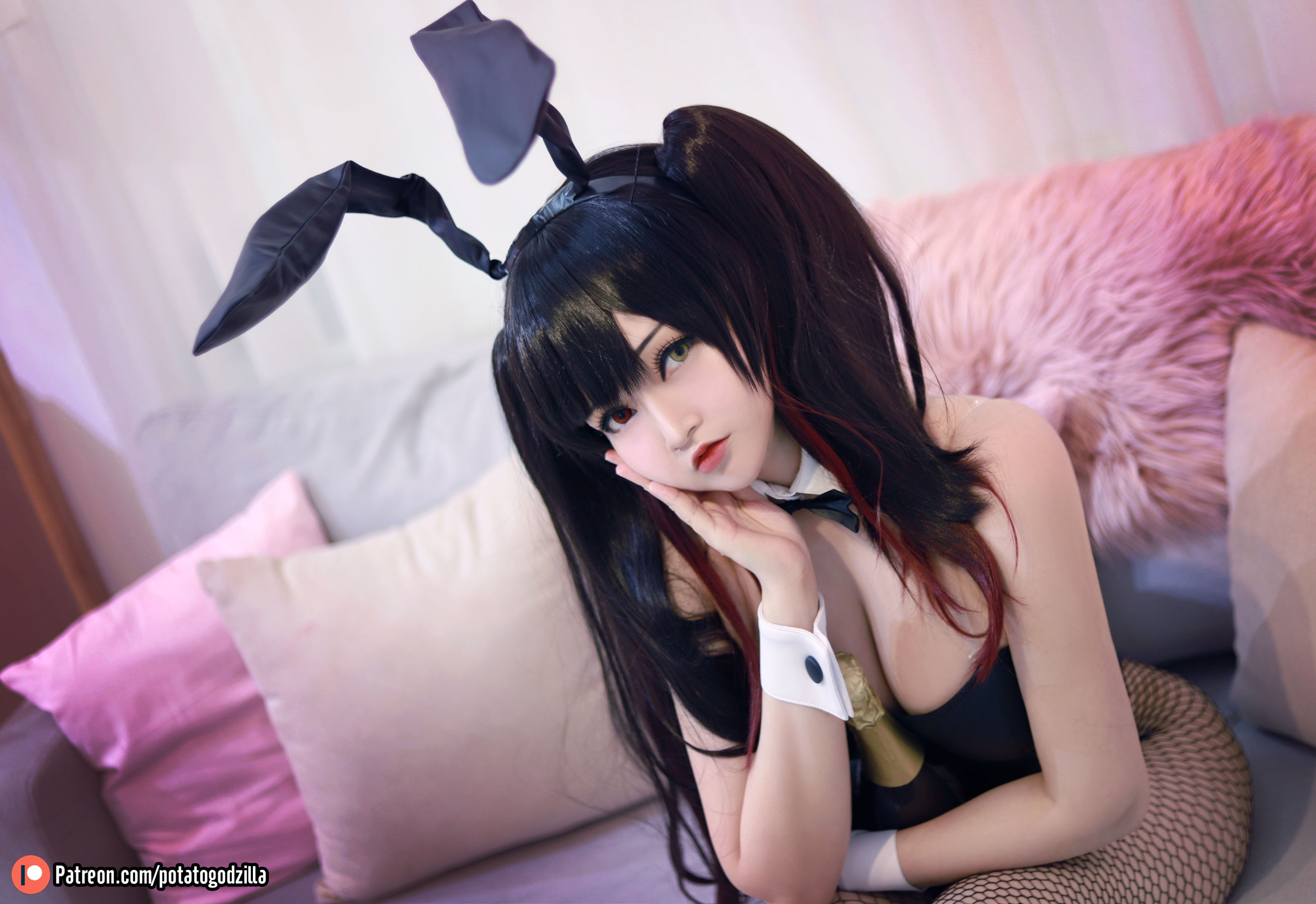 Coser小姐姐Potato Godzilla – Kurumi Tokisaki Bunny Girl Cosplay-第7张