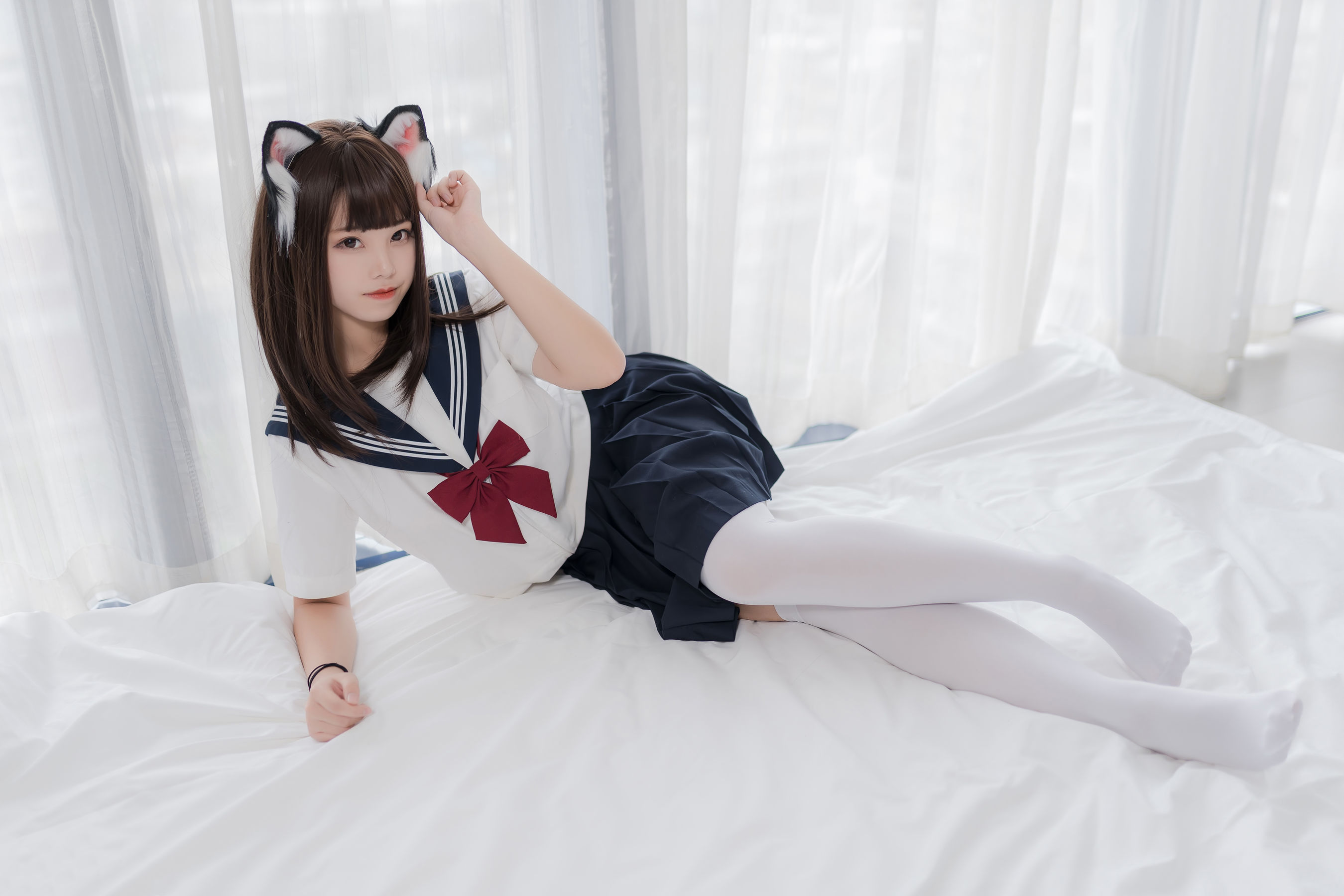 萌系小姐姐蜜汁猫裘 猫耳JK Cosplay-第40张