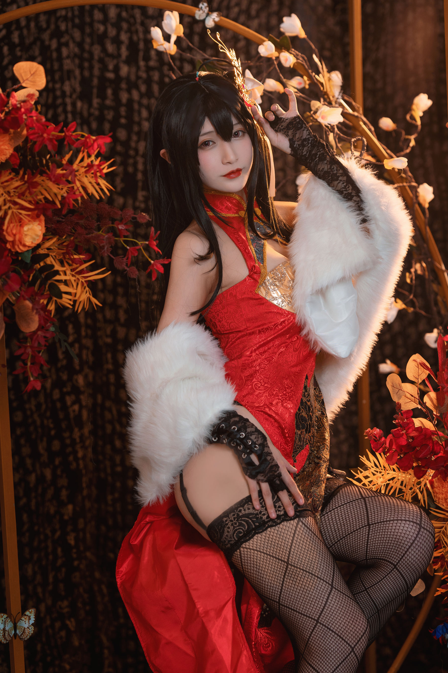 动漫博主铁板烧鬼舞w – 大凤旗袍 Cosplay-第1张