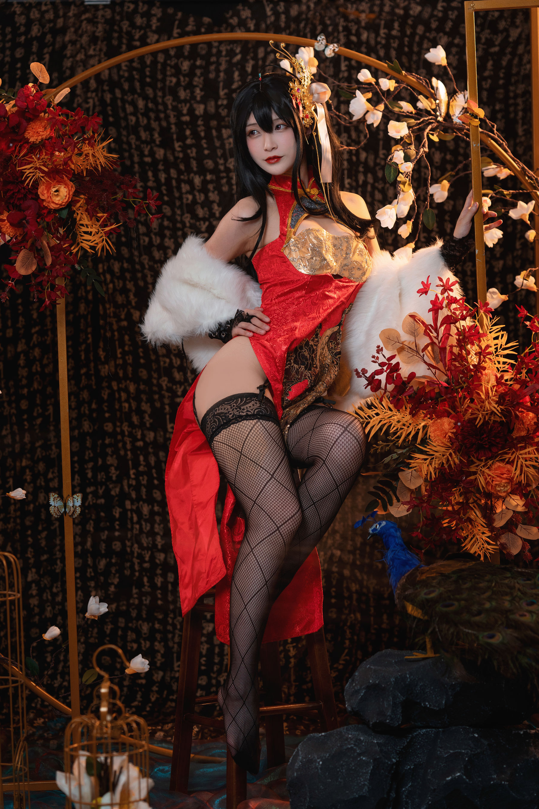 动漫博主铁板烧鬼舞w – 大凤旗袍 Cosplay-第30张