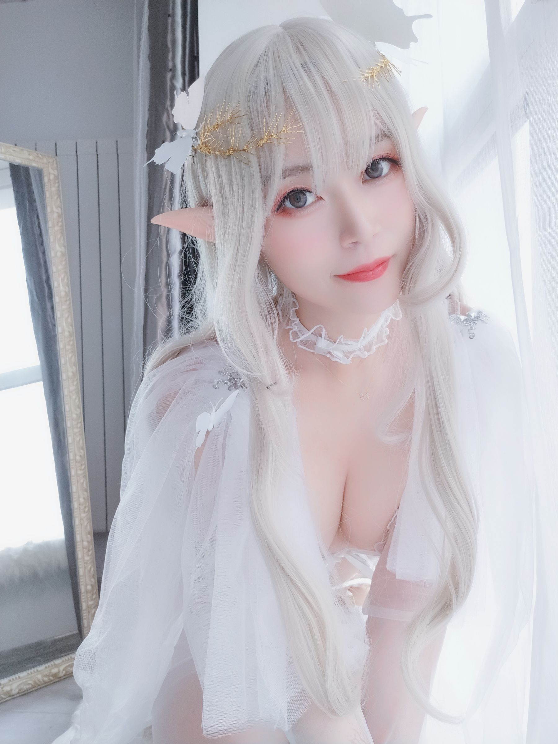 Coser小姐姐白银 纯白精灵 Cosplay-第42张