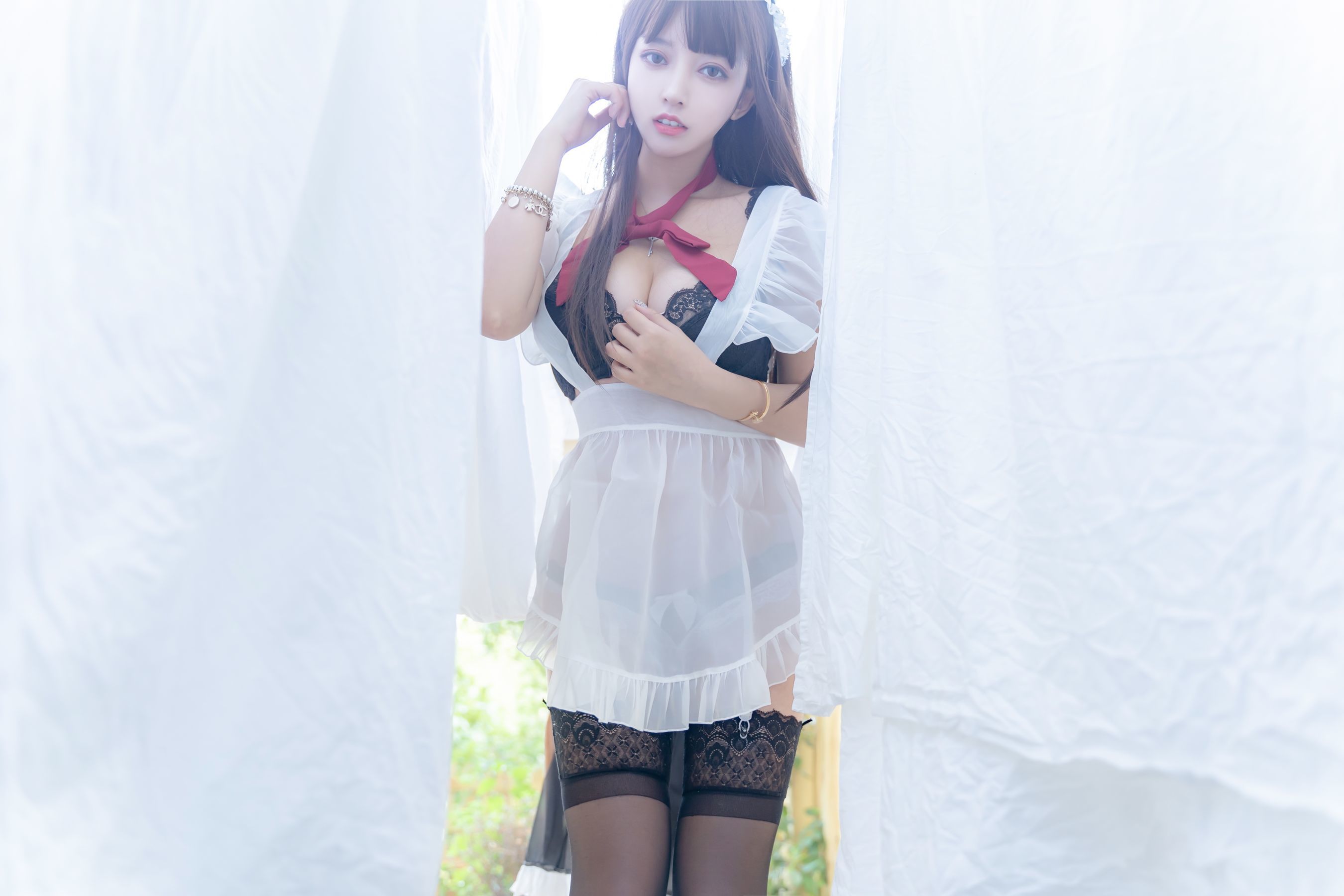 斗鱼米线线sama写真 透明女仆 Cosplay-第37张
